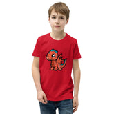 Dinky Dino Peach Youth Boys Short Sleeve T-Shirt