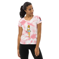 Bee Anime Pink Wash All-Over Print Women's Athletic T-shirt