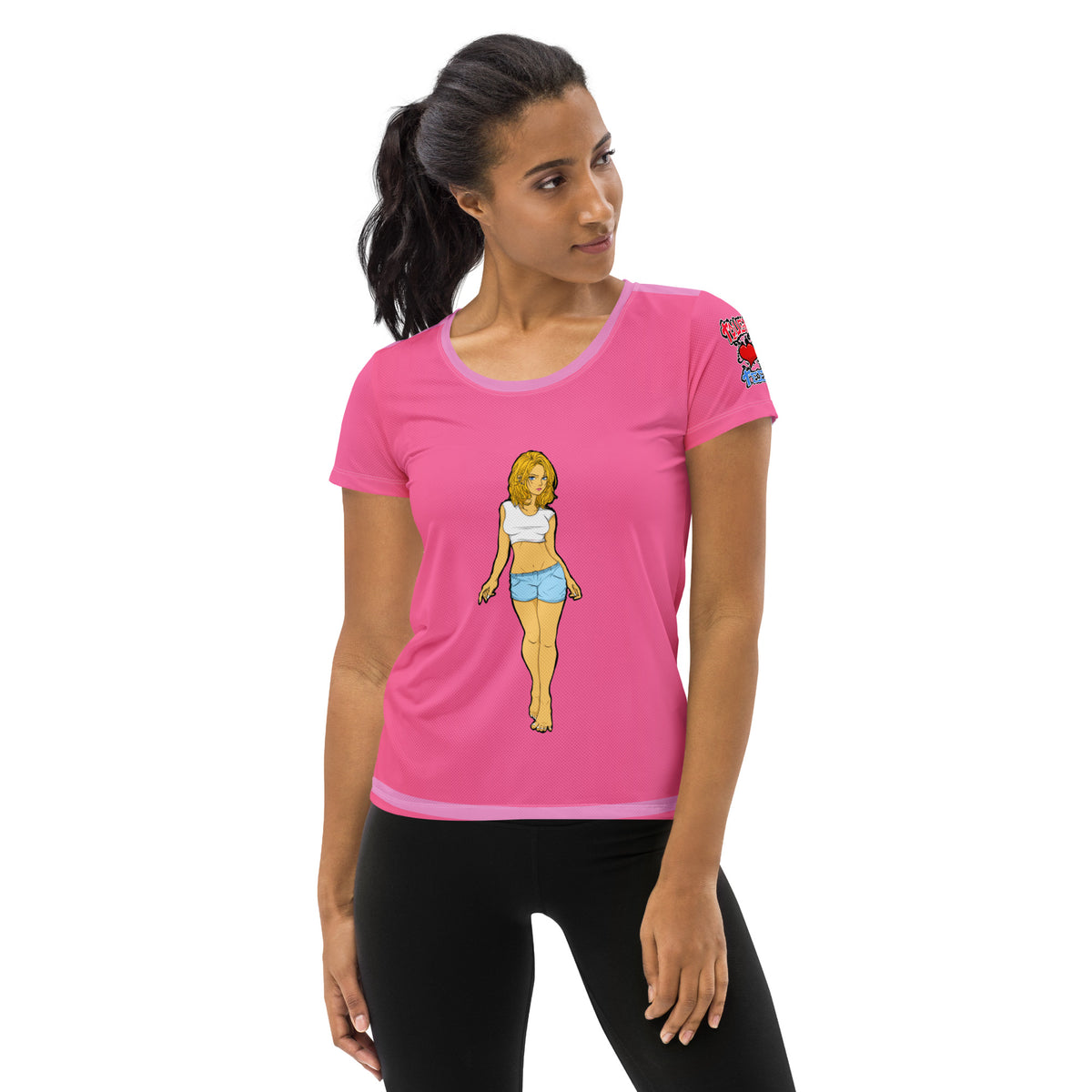 Bee Anime Bold Pink Women's Athletic T-shirt