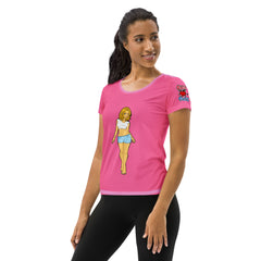 Bee Anime Bold Pink Women's Athletic T-shirt