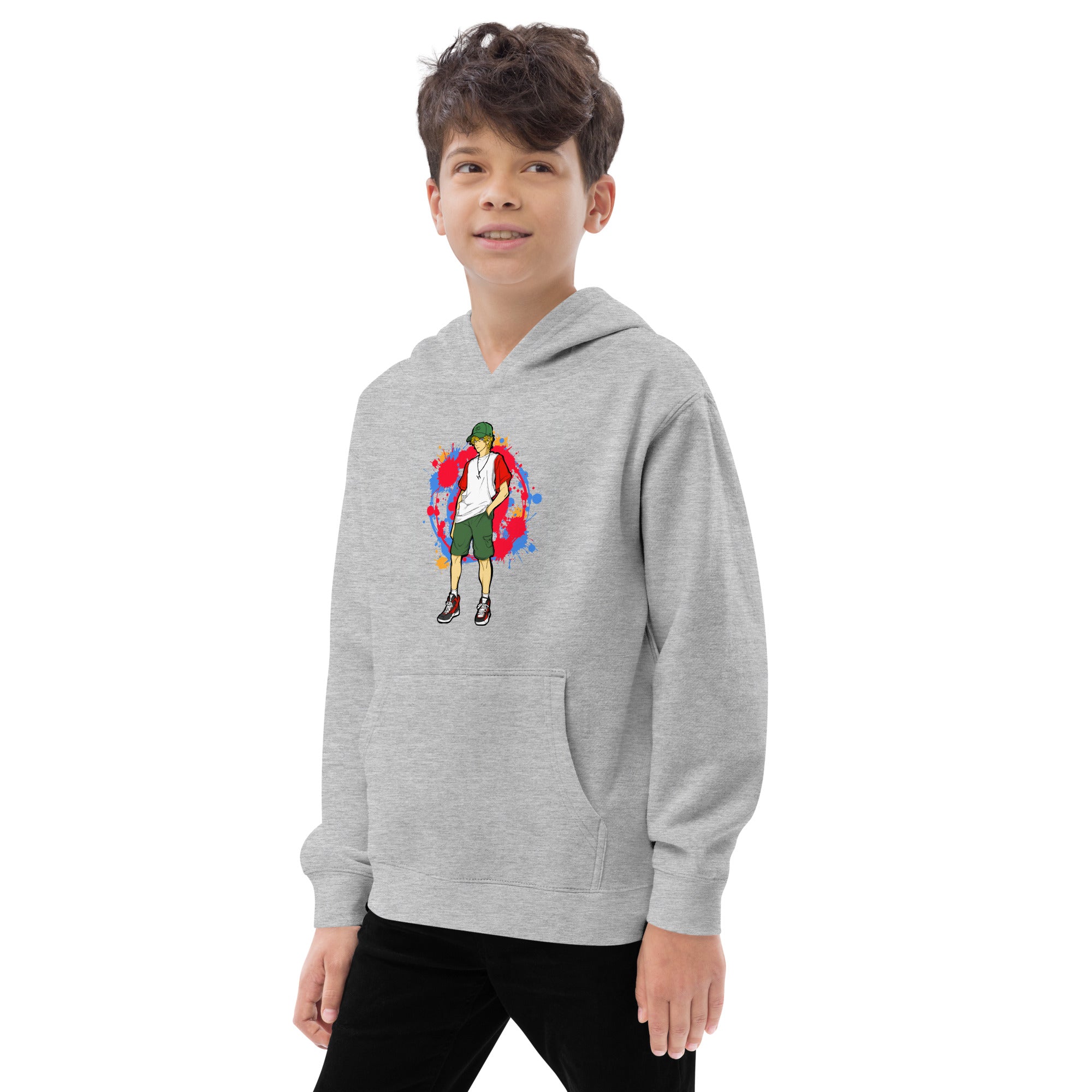 H. Anime Style Kids Boys Fleece Hoodie