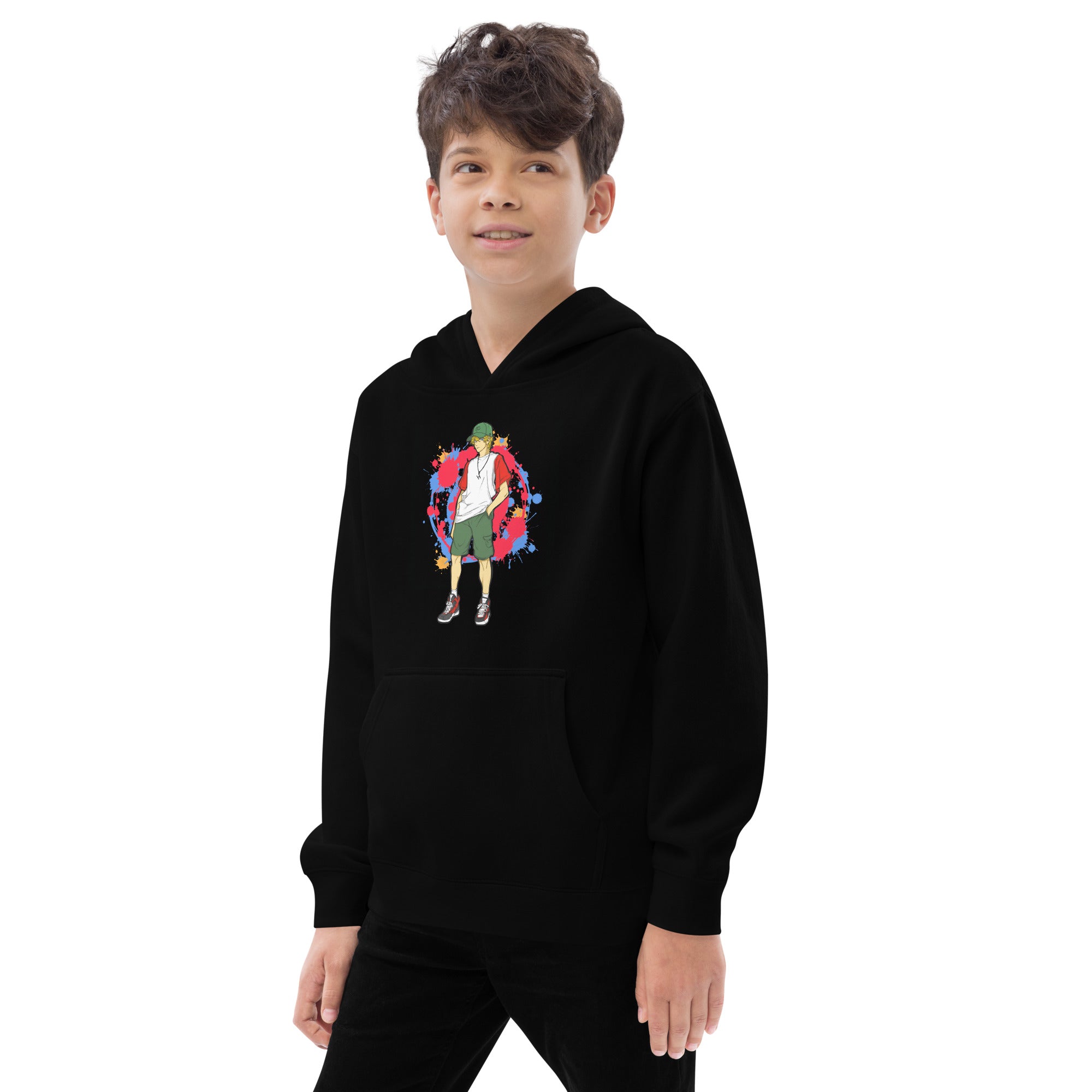 H. Anime Style Kids Boys Fleece Hoodie