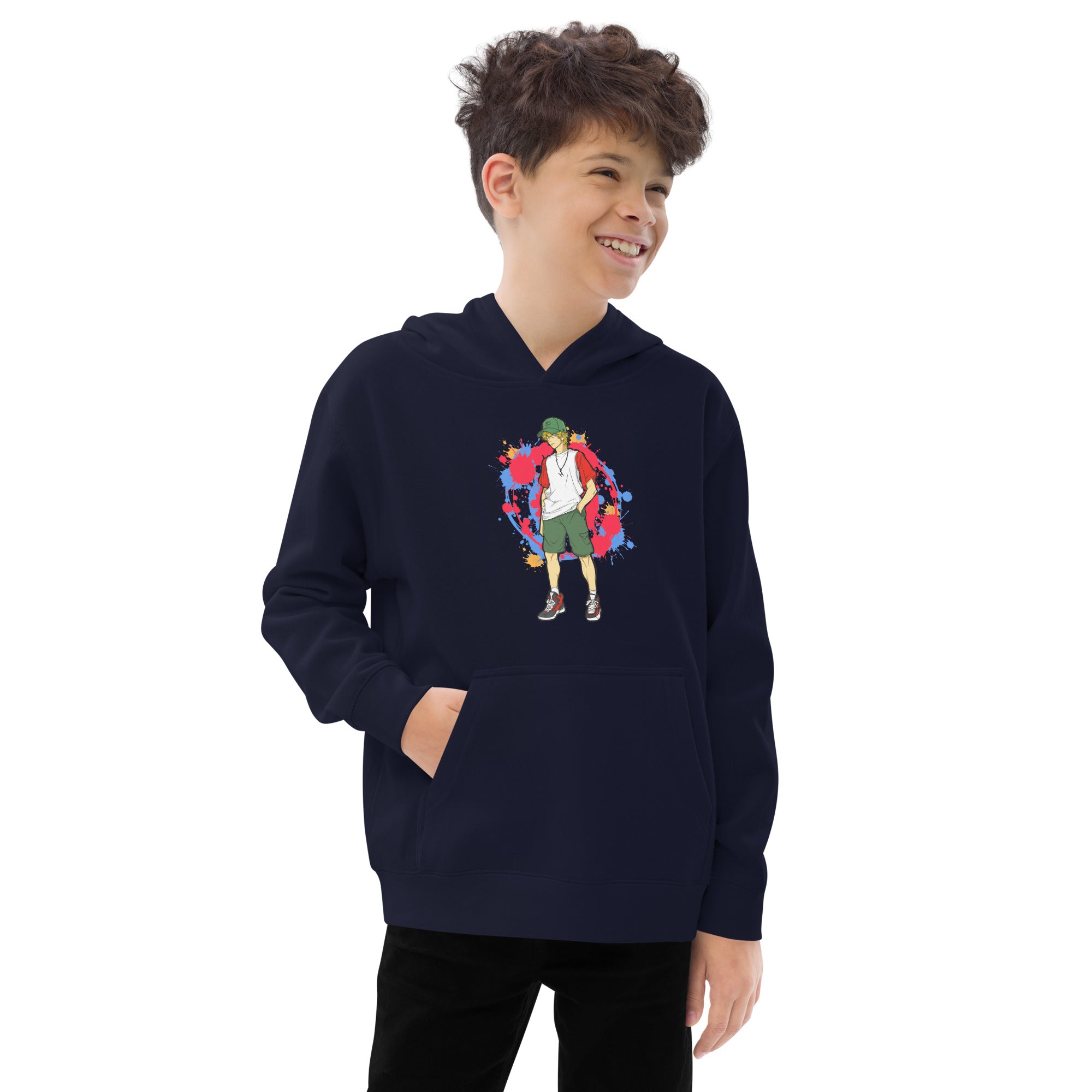 H. Anime Style Kids Boys Fleece Hoodie