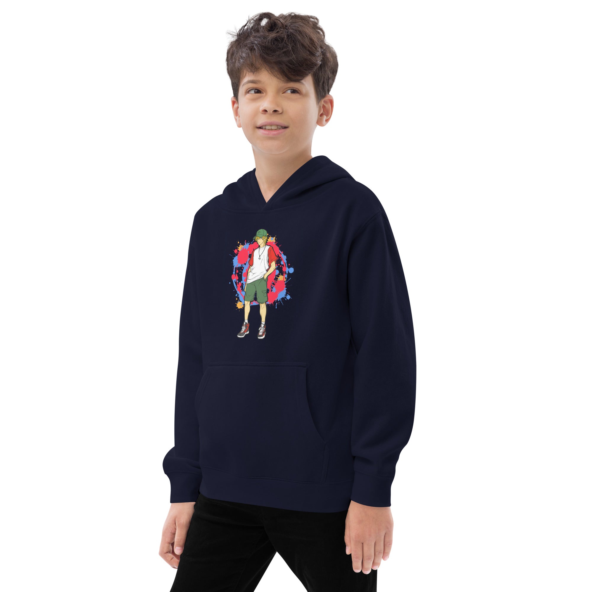 H. Anime Style Kids Boys Fleece Hoodie