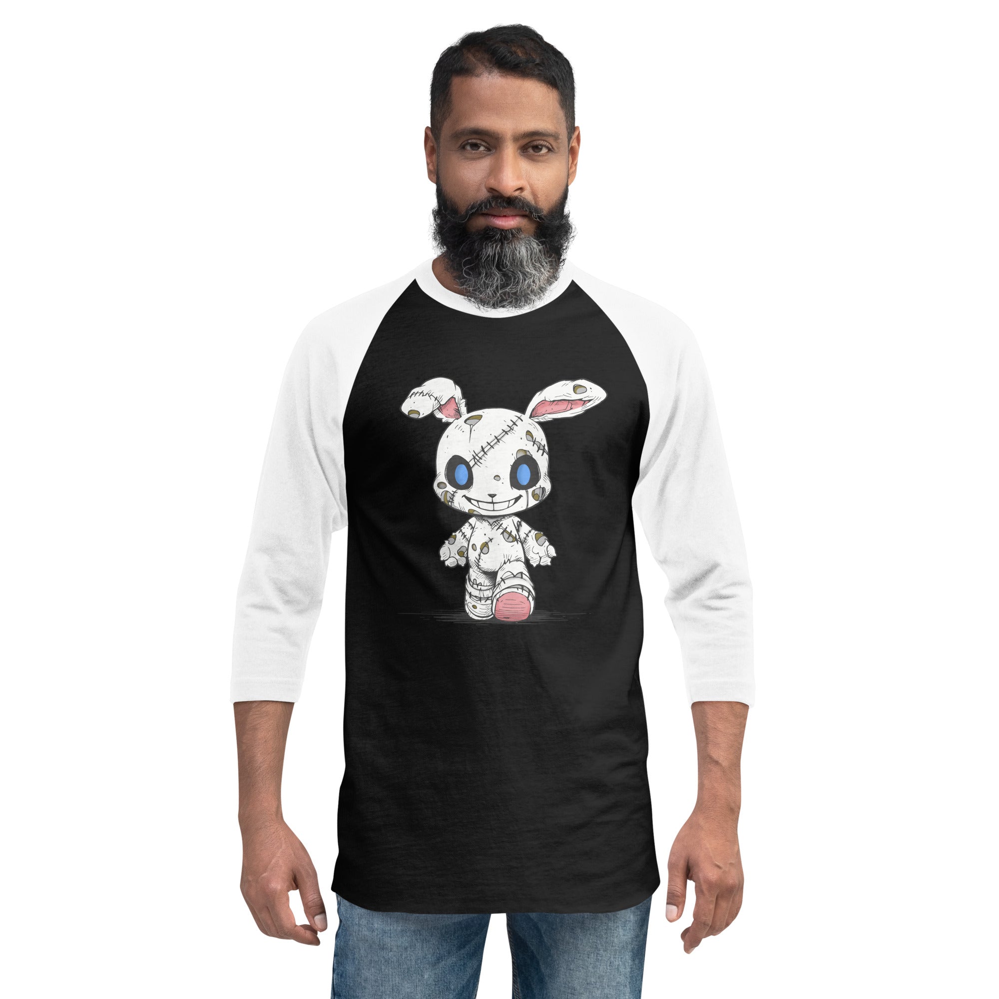 Zombie Bunny Men's 3/4 Sleeve Jersey Raglan Tee