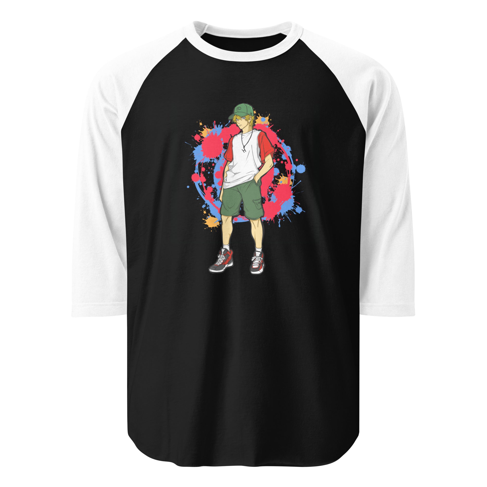 H. Anime Style Men's 3/4 Sleeve Raglan Tee