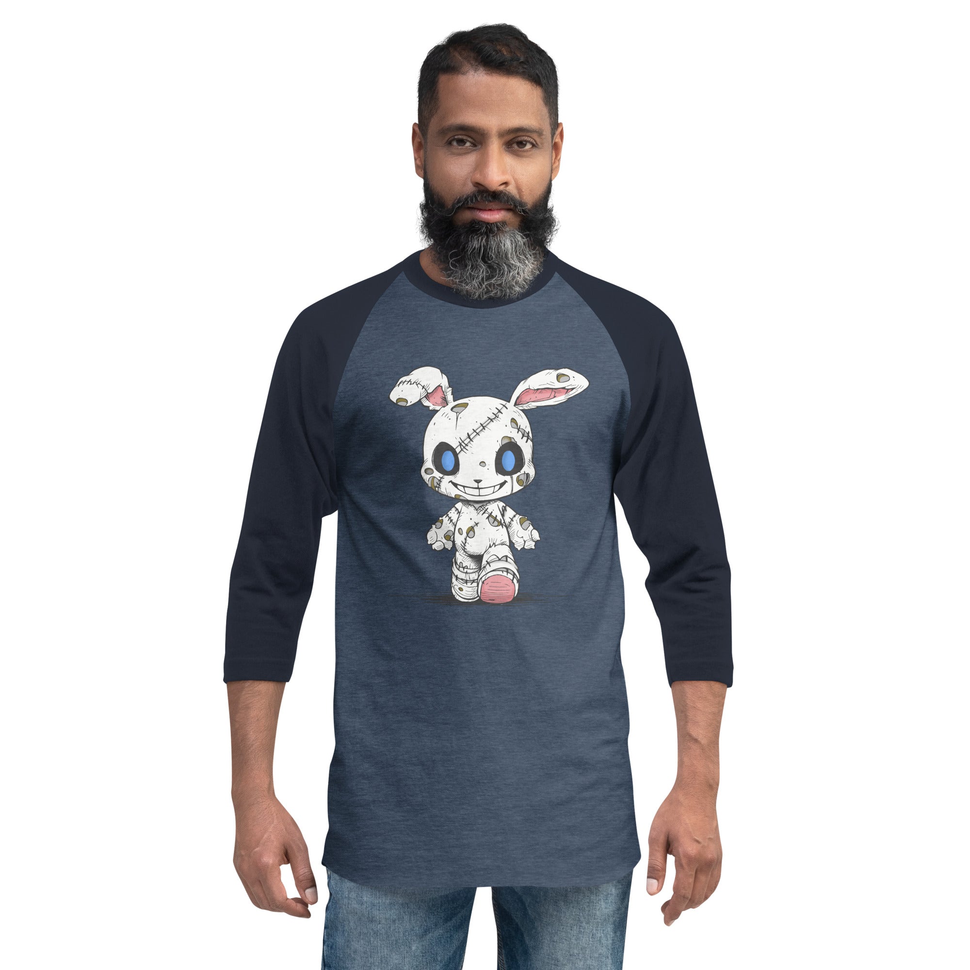 Zombie Bunny Men's 3/4 Sleeve Jersey Raglan Tee