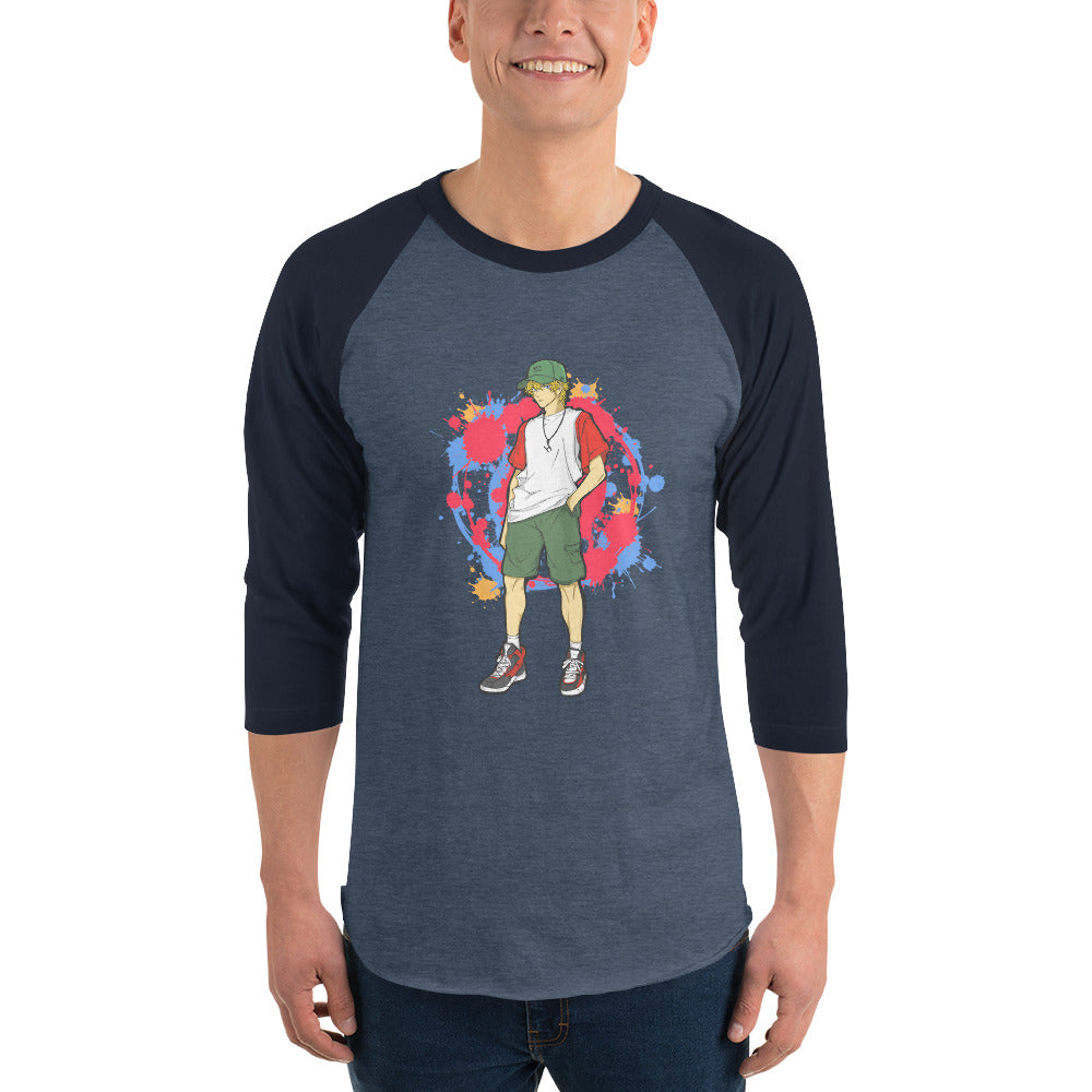 H. Anime Style Men's 3/4 Sleeve Raglan Tee