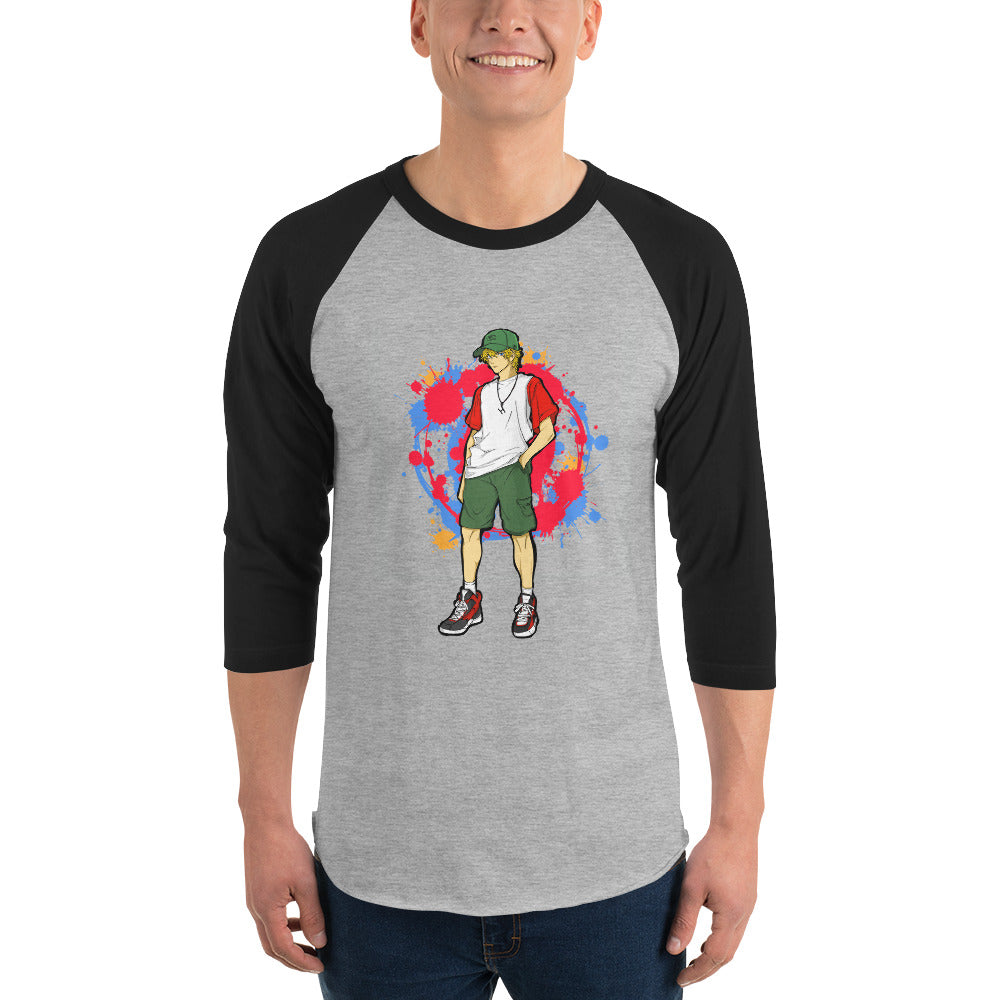 H. Anime Style Men's 3/4 Sleeve Raglan Tee