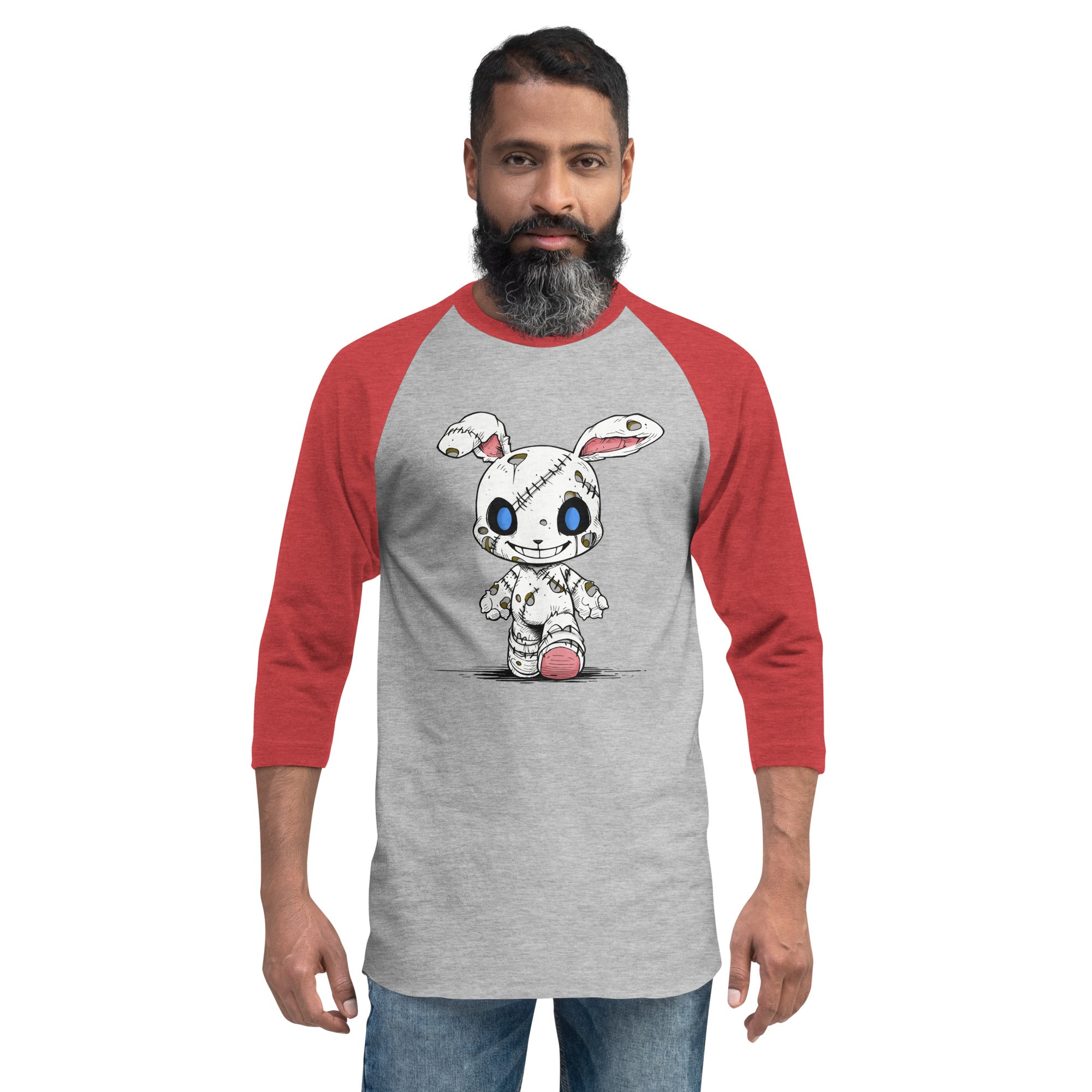 Zombie Bunny Men's 3/4 Sleeve Jersey Raglan Tee