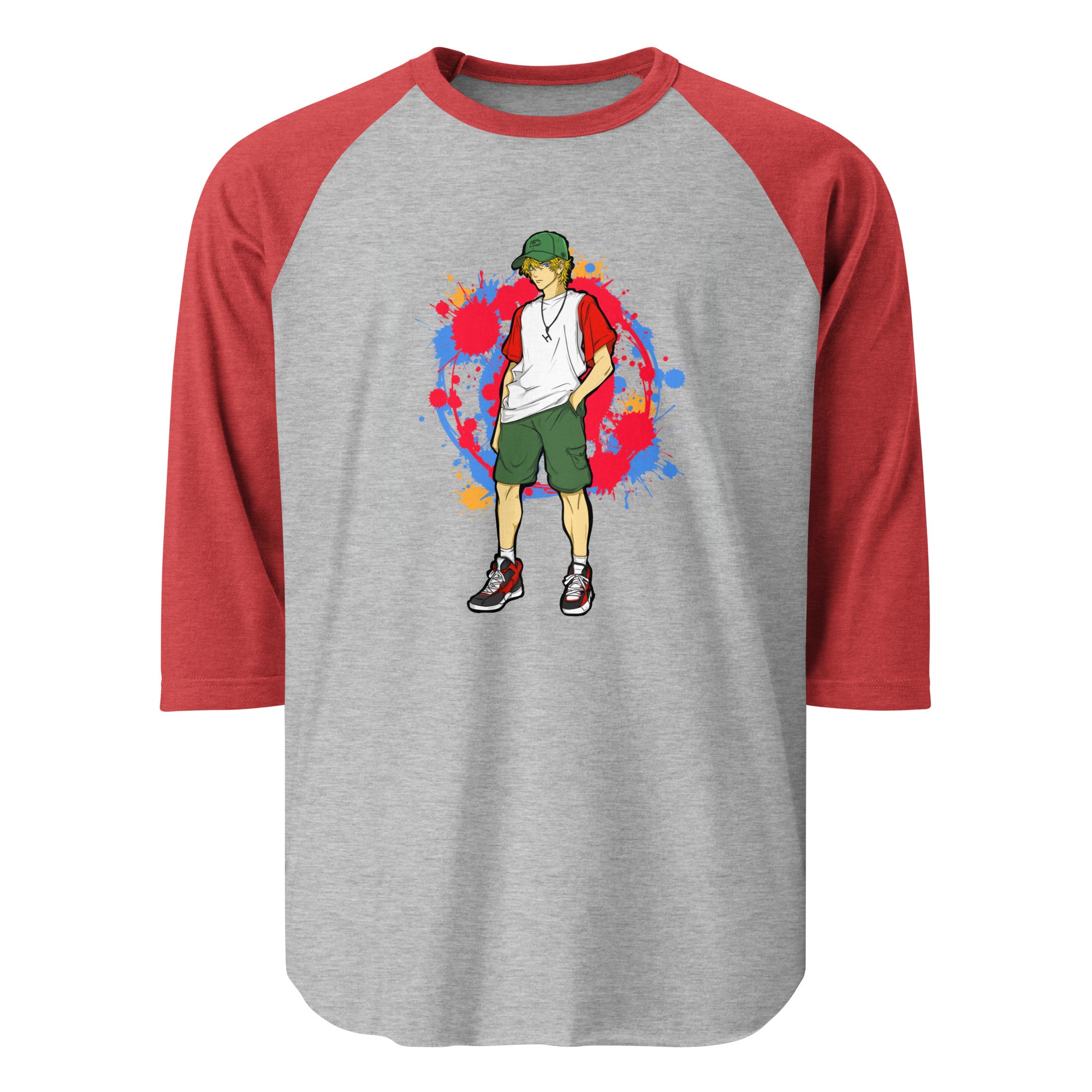 H. Anime Style Men's 3/4 Sleeve Raglan Tee