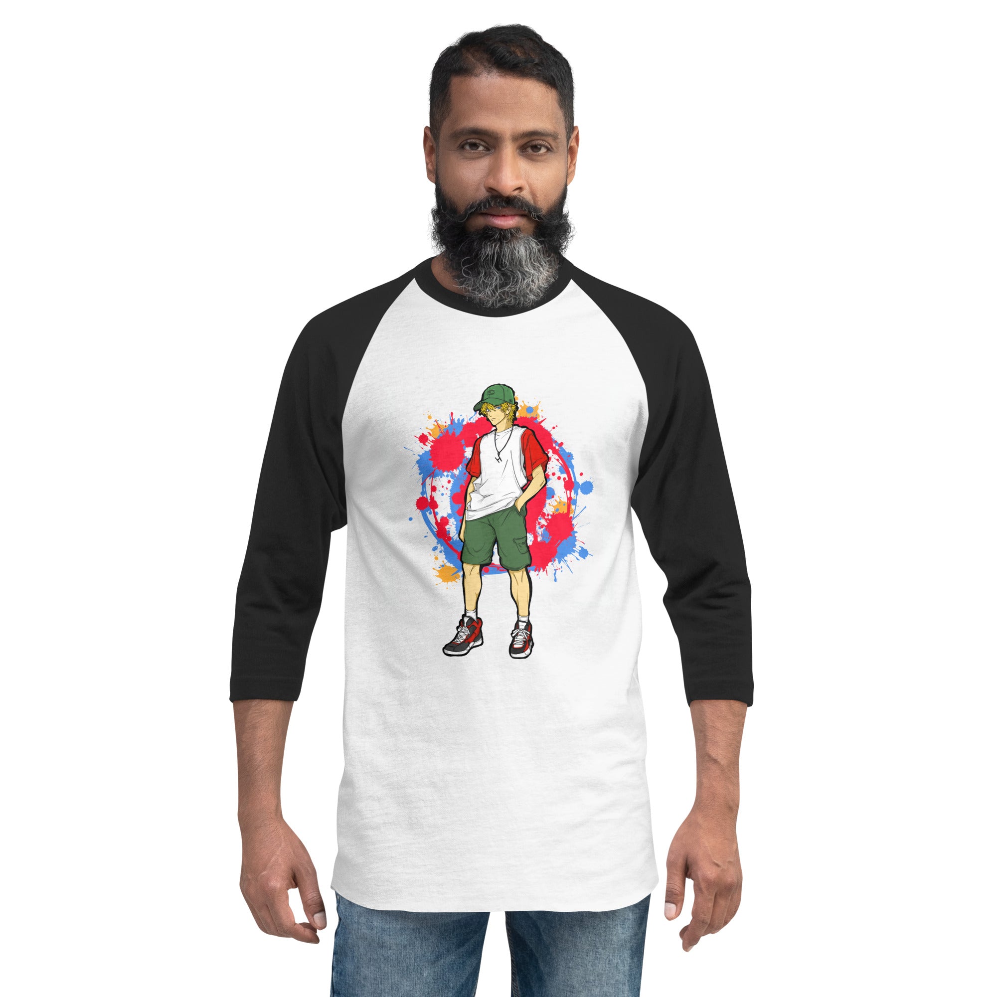 H. Anime Style Men's 3/4 Sleeve Raglan Tee