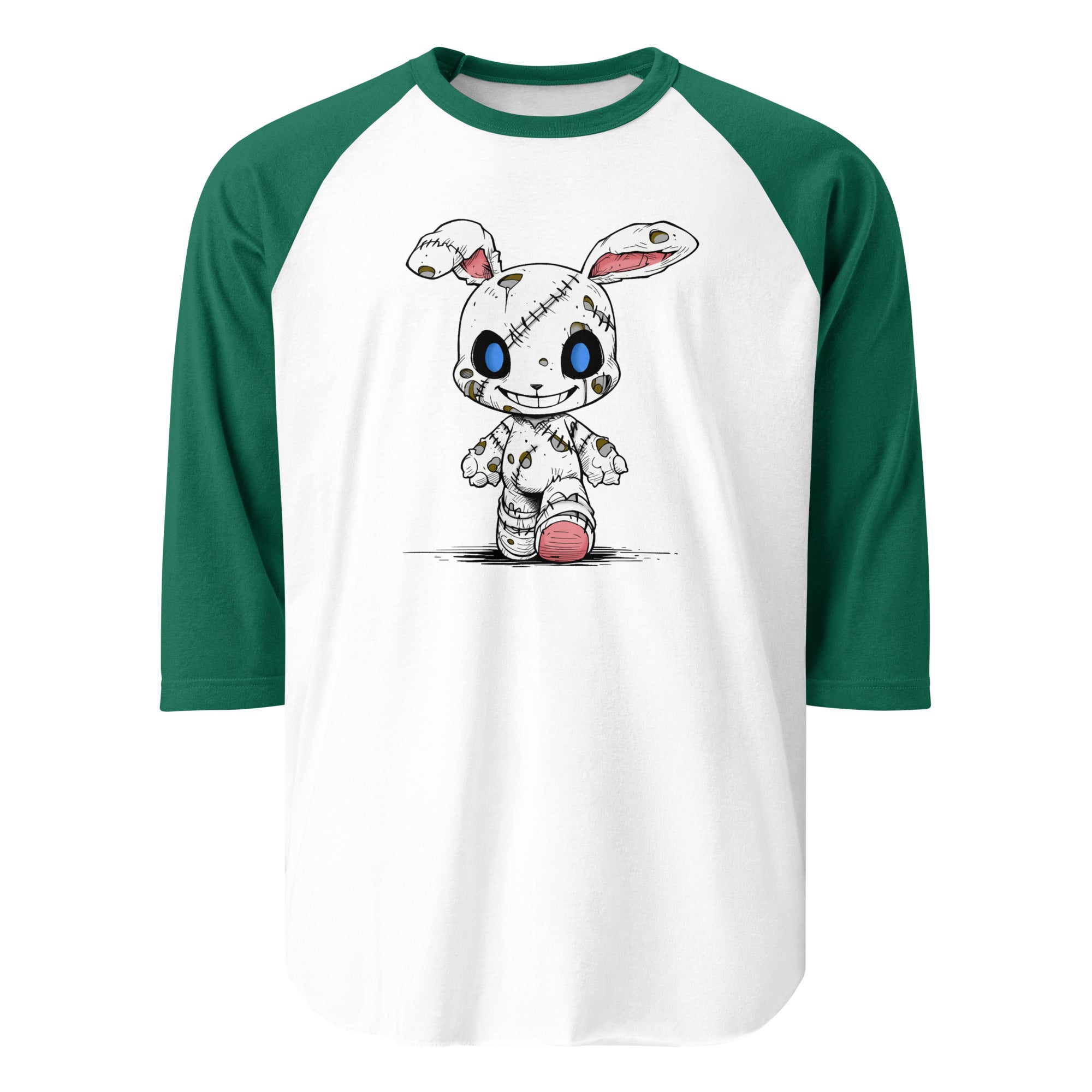 Zombie Bunny Men's 3/4 Sleeve Jersey Raglan Tee