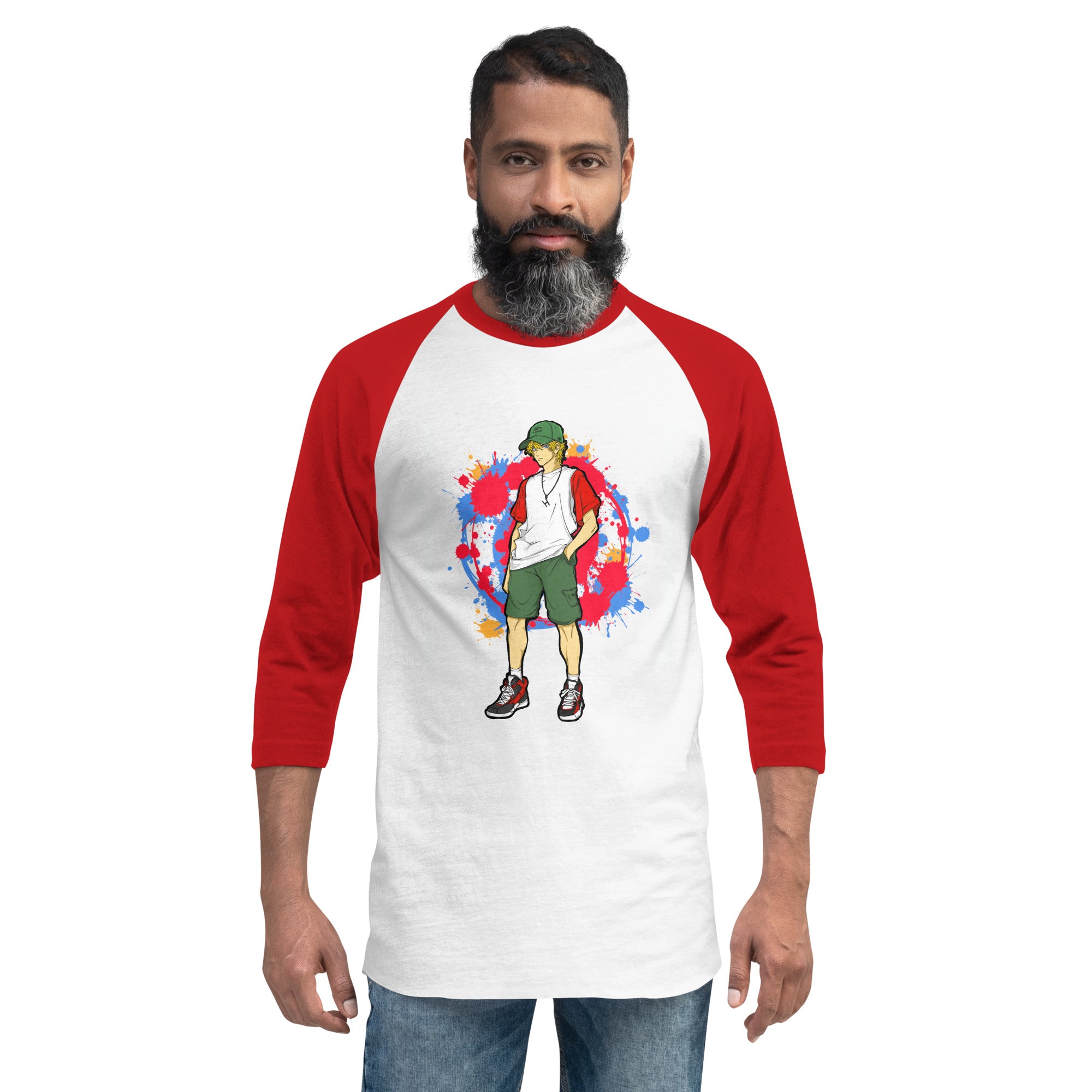 H. Anime Style Men's 3/4 Sleeve Raglan Tee