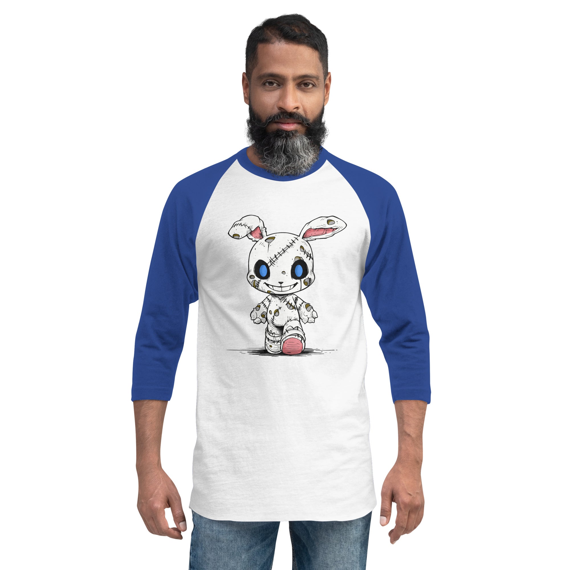 Zombie Bunny Men's 3/4 Sleeve Jersey Raglan Tee