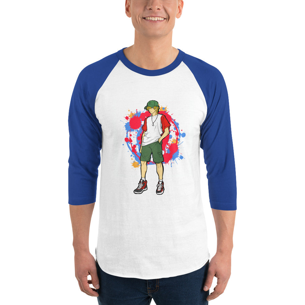 H. Anime Style Men's 3/4 Sleeve Raglan Tee