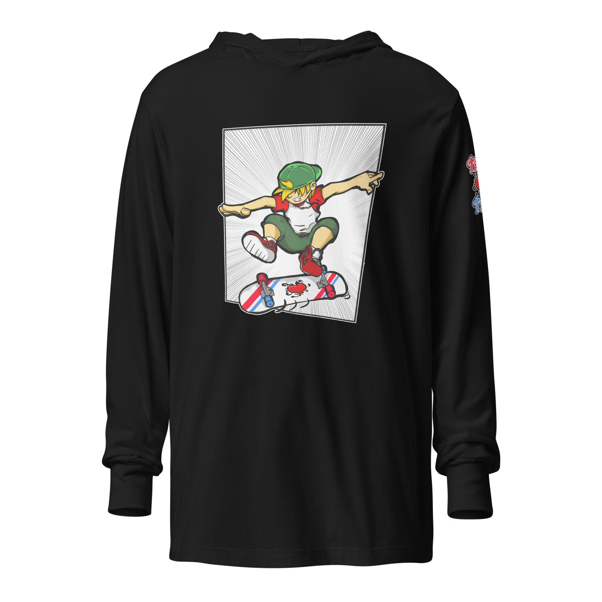 H. Skateboard Action Pose Hooded Long-Sleeve Tee