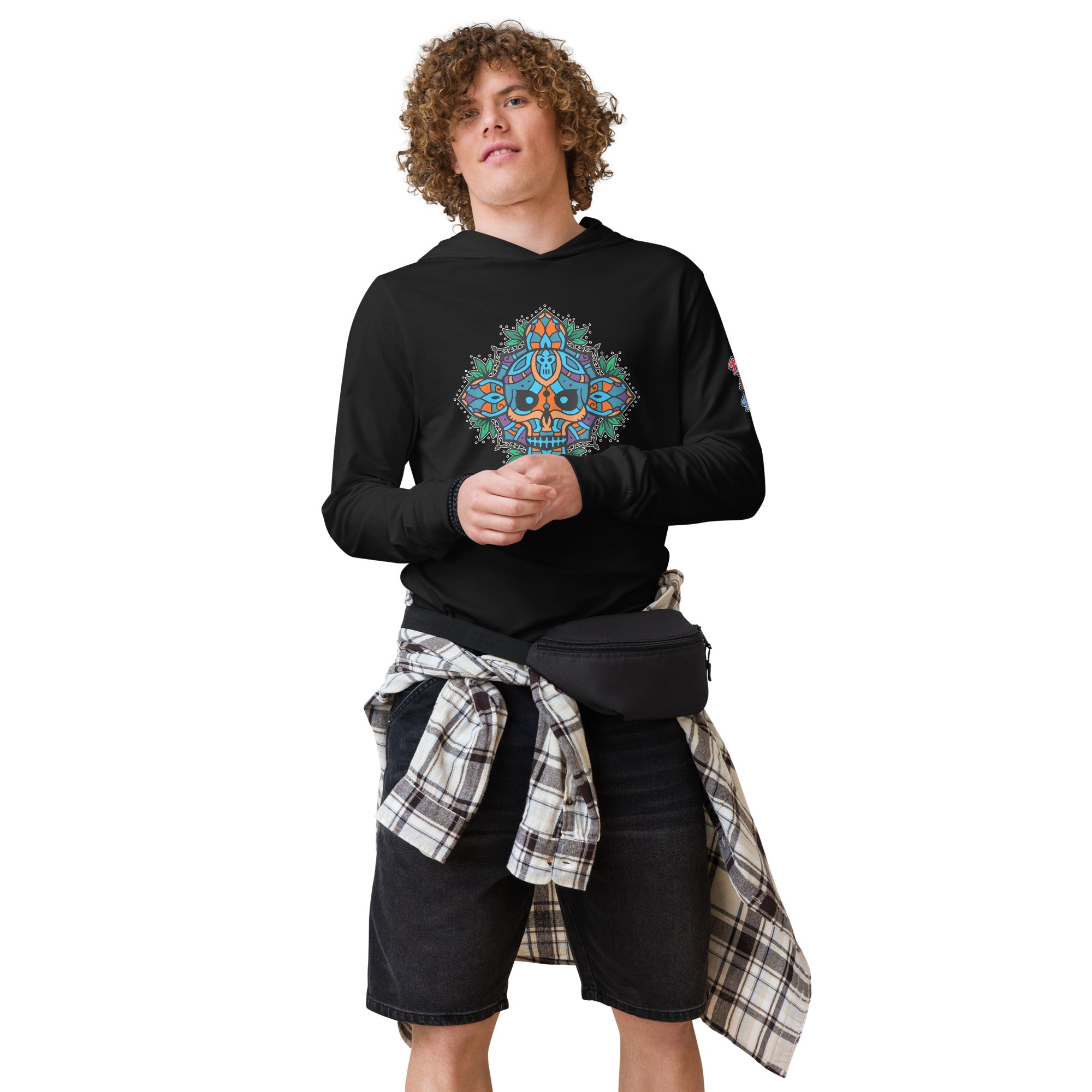 TLT Skull Mandala Men's Hooded Long-Sleeve Tee