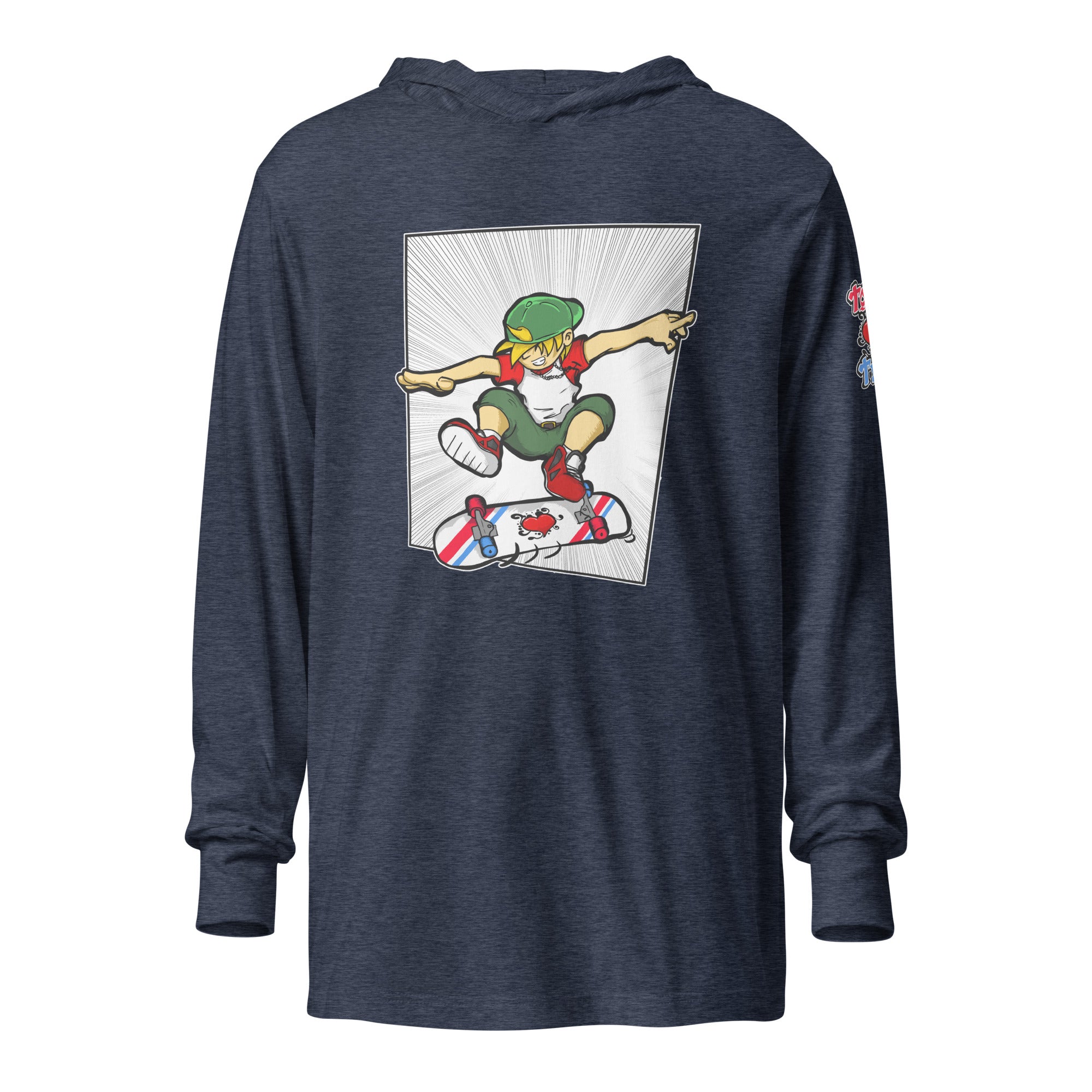 H. Skateboard Action Pose Hooded Long-Sleeve Tee