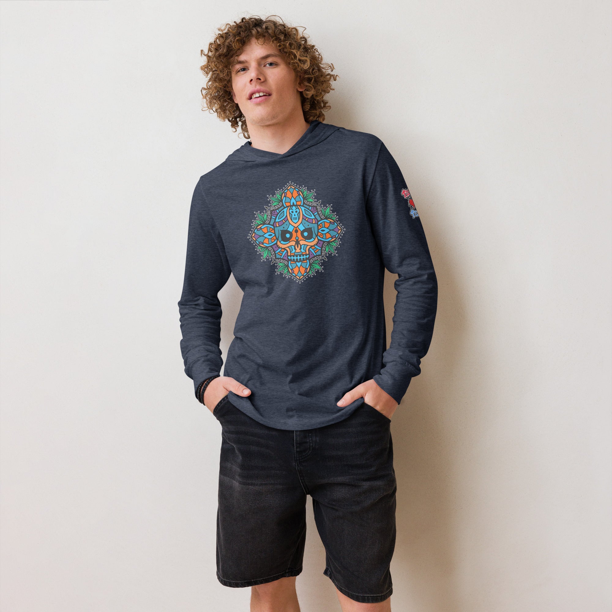 TLT Skull Mandala Men's Hooded Long-Sleeve Tee