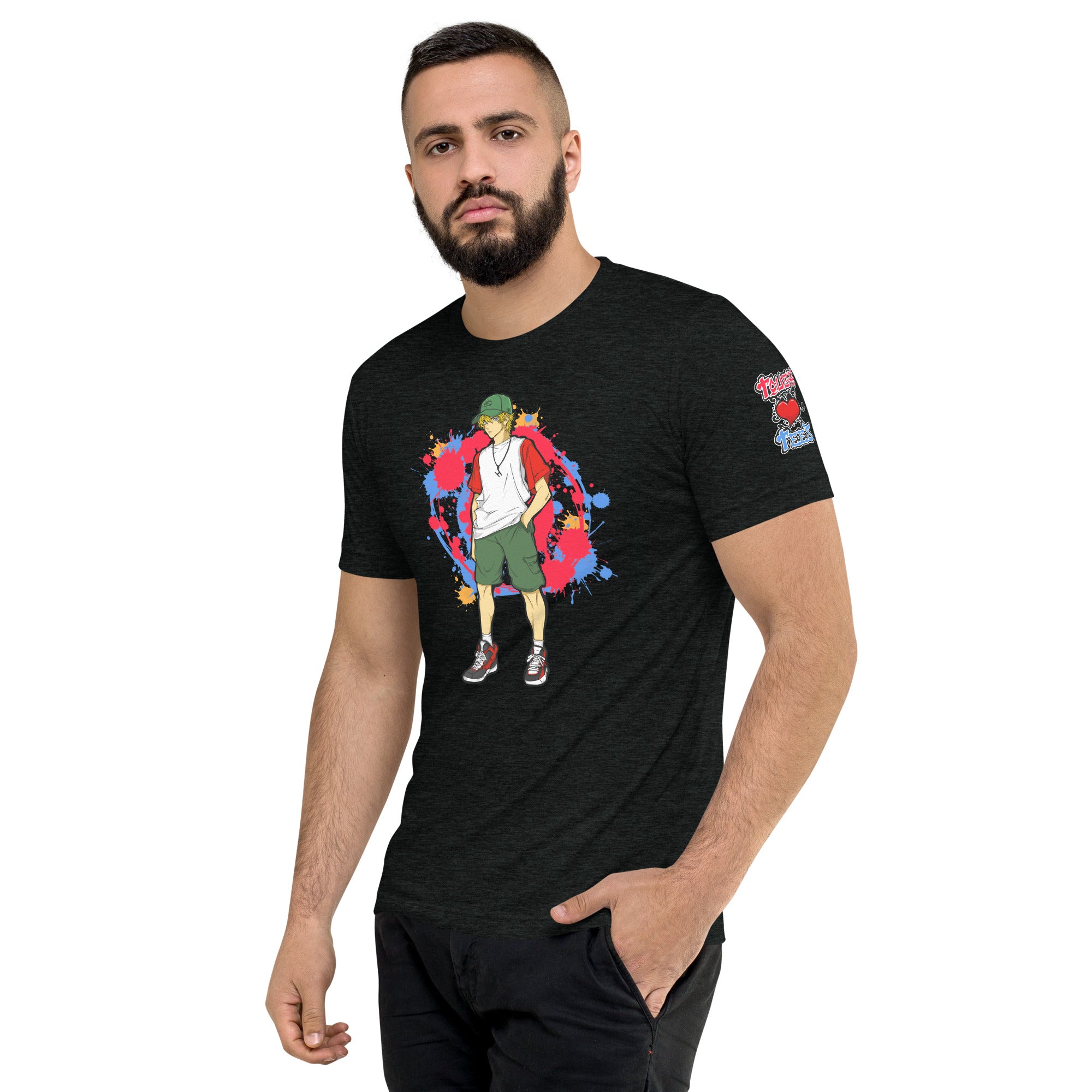 H. Anime Style Men's Tri-blend Lightweight Short Sleeve Tee