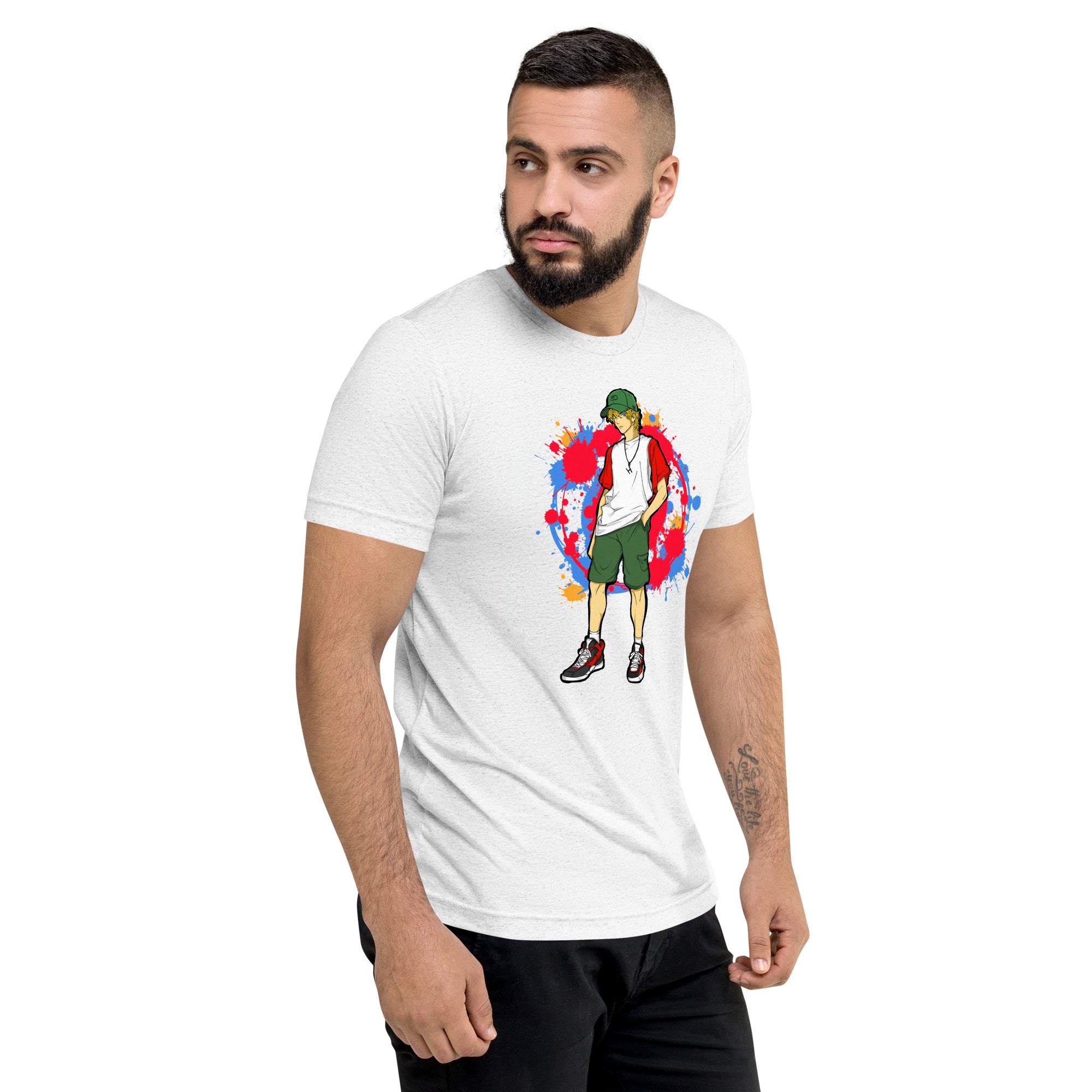 H. Anime Style Men's Tri-blend Lightweight Short Sleeve Tee