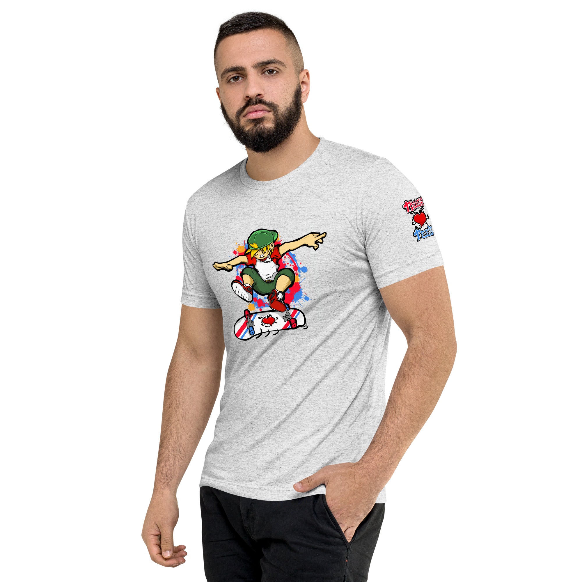 H. Skateboarding Action Pose Tri-blend Short sleeve  Tee