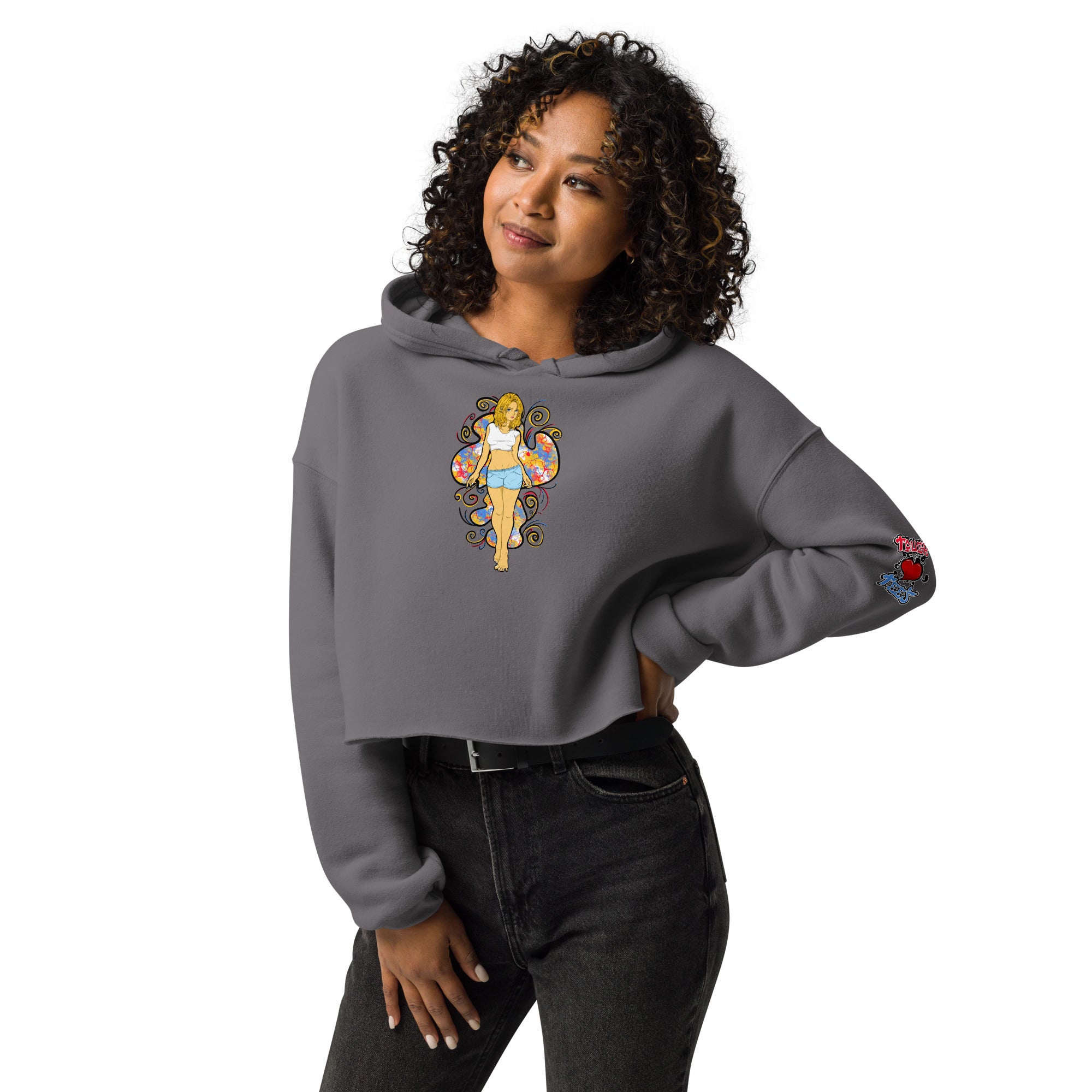 Bee Anime Style Women's Fleece Crop Hoodie