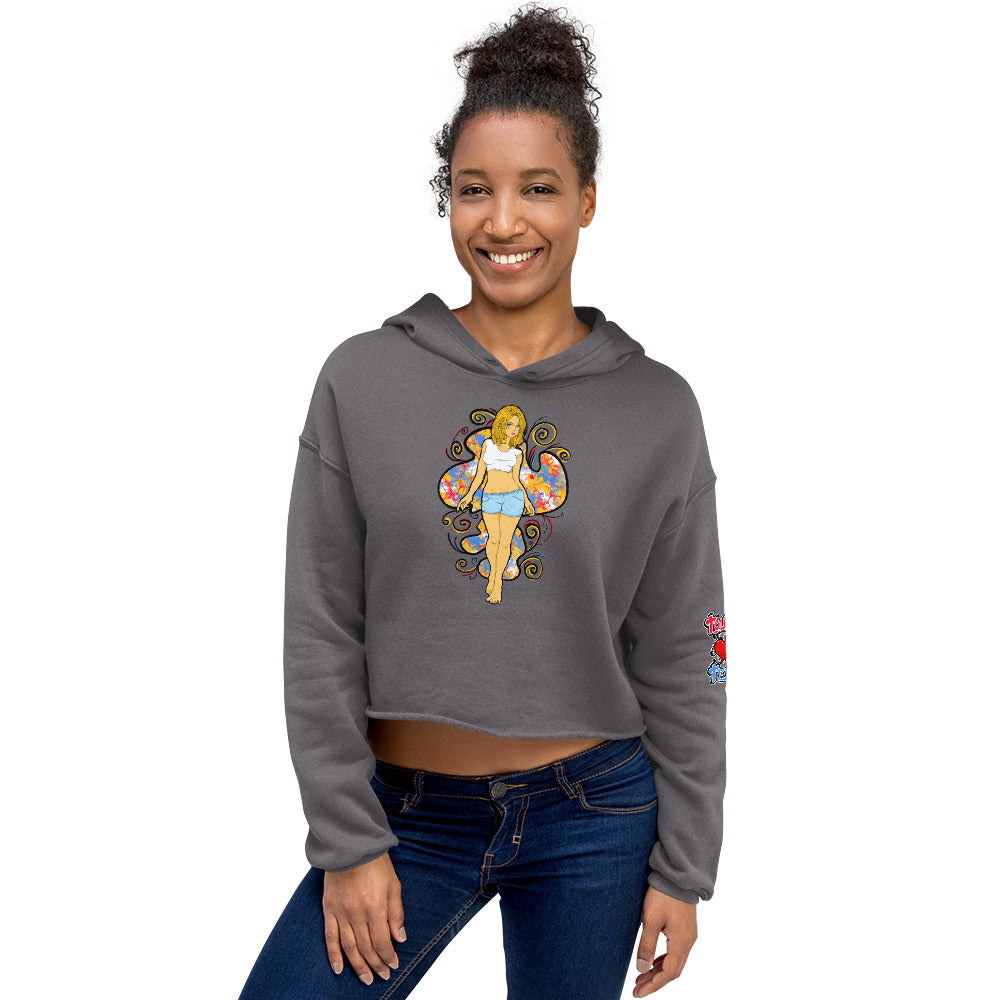 Bee Anime Style Women's Fleece Crop Hoodie