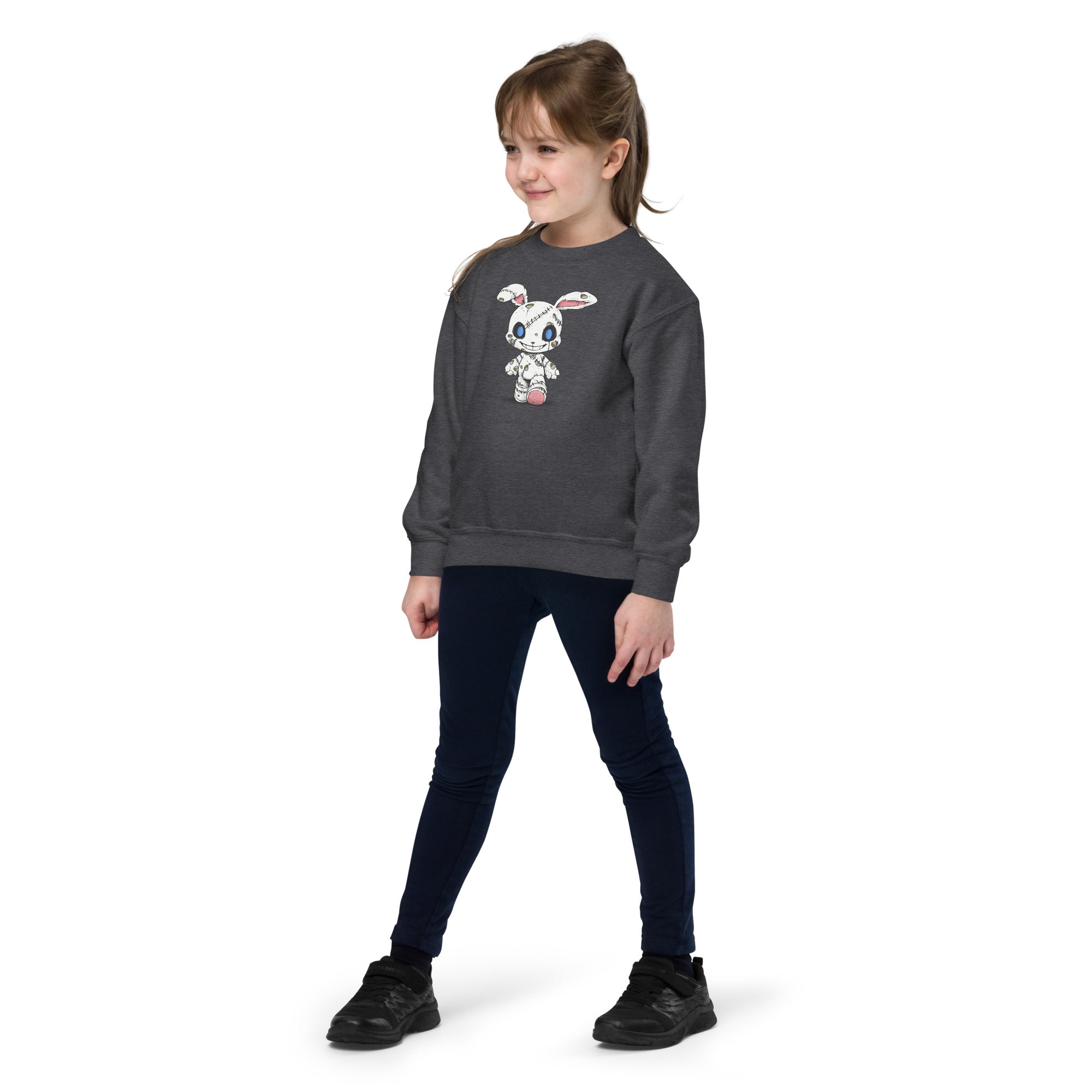 Zombie Bunny Youth Girls Crewneck Sweatshirt