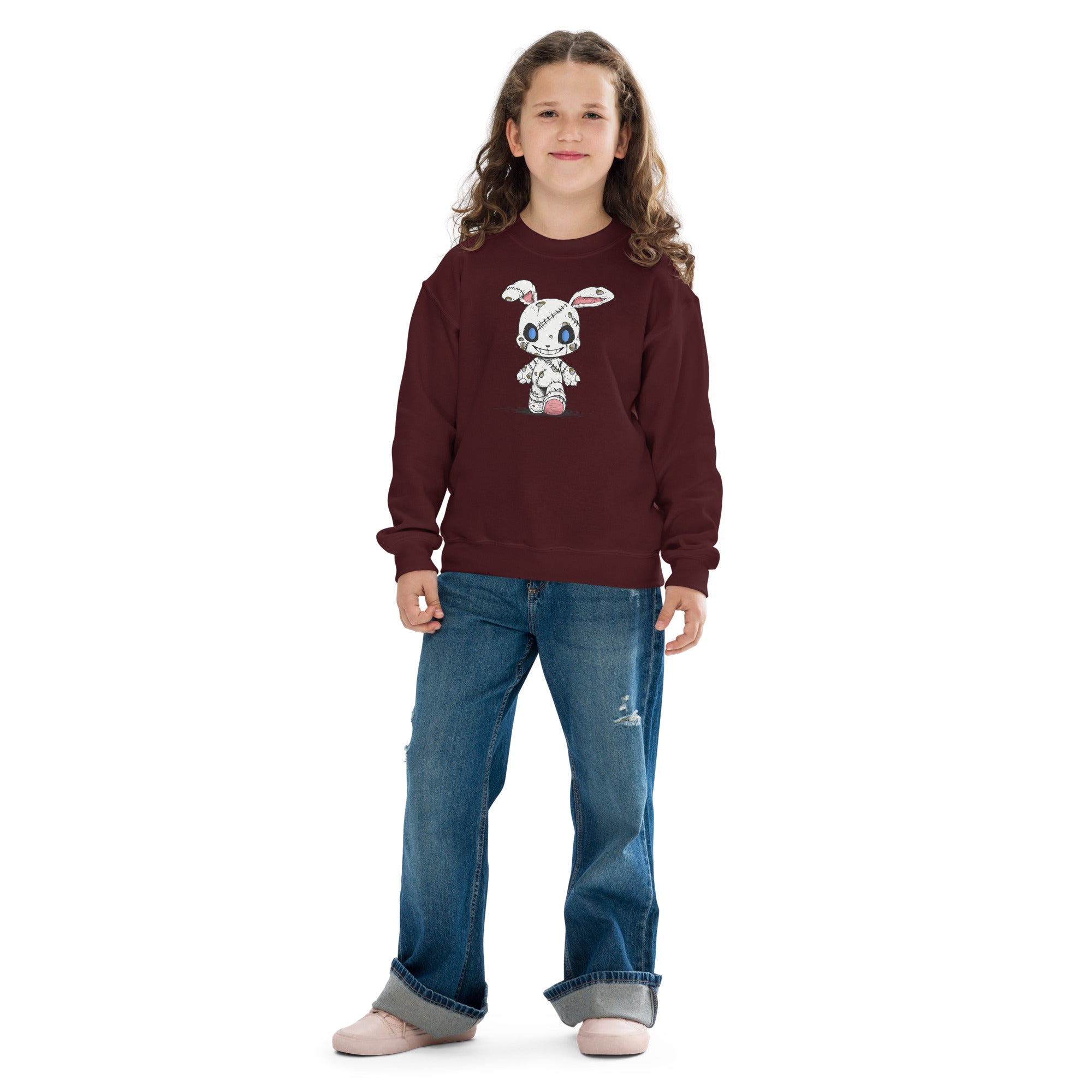 Zombie Bunny Youth Girls Crewneck Sweatshirt