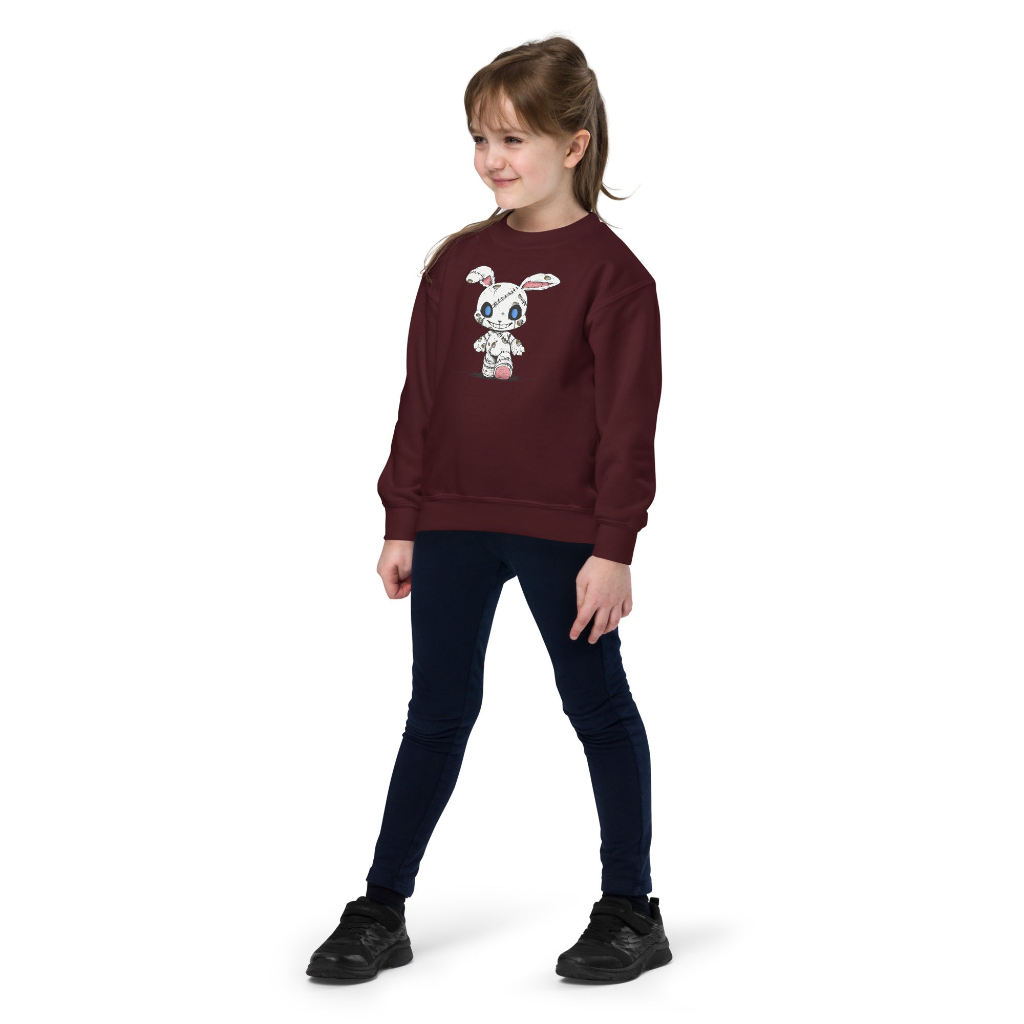 Zombie Bunny Youth Girls Crewneck Sweatshirt