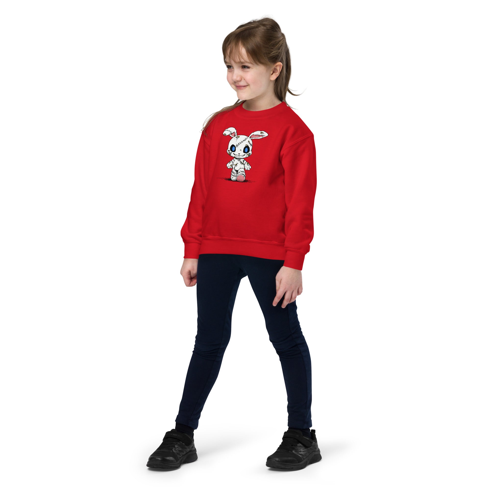 Zombie Bunny Youth Girls Crewneck Sweatshirt