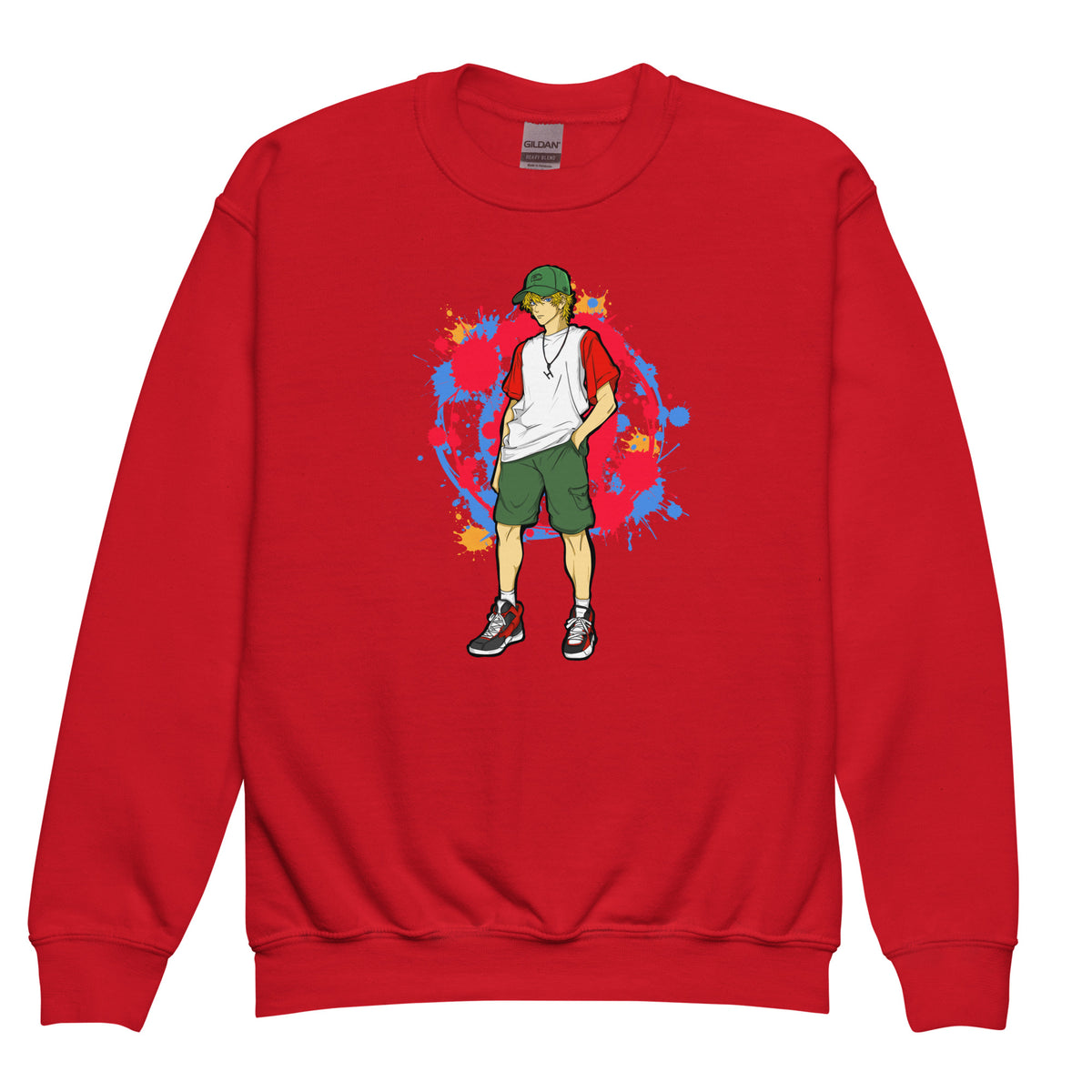 H. Anime Style Youth Boys Crewneck Sweatshirt