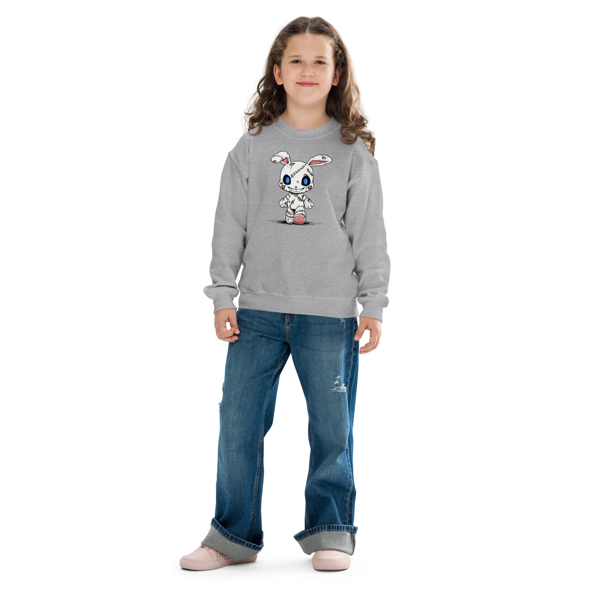 Zombie Bunny Youth Girls Crewneck Sweatshirt