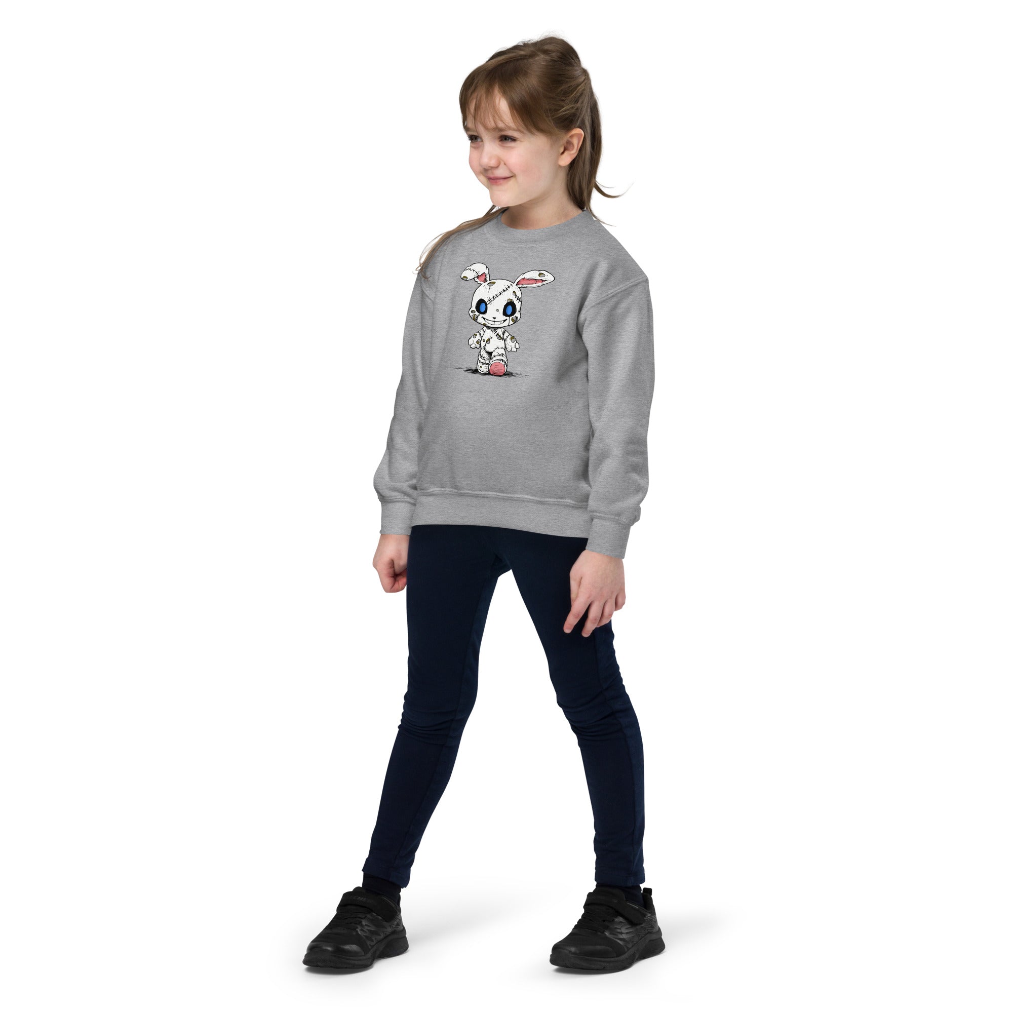 Zombie Bunny Youth Girls Crewneck Sweatshirt