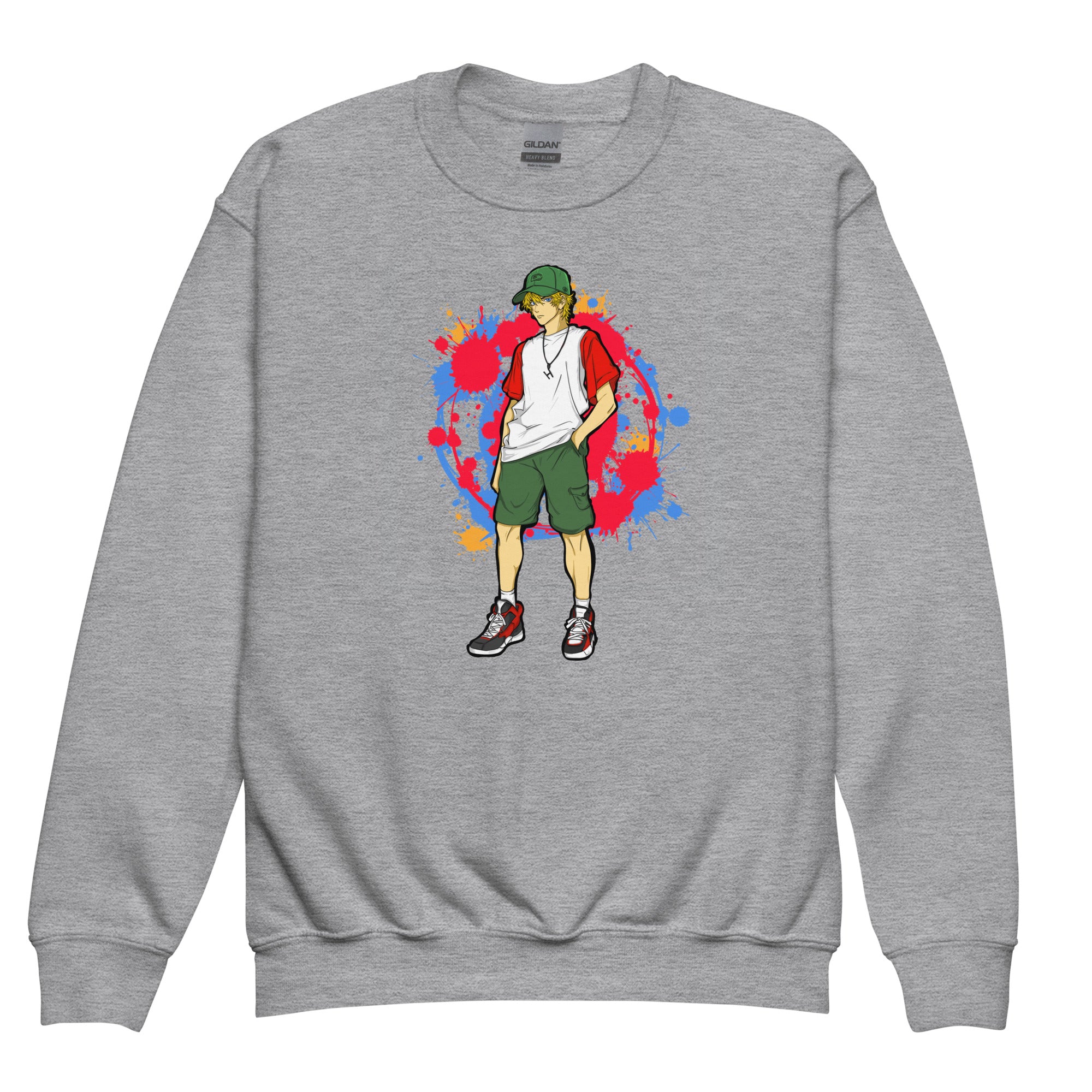 H. Anime Style Youth Boys Crewneck Sweatshirt