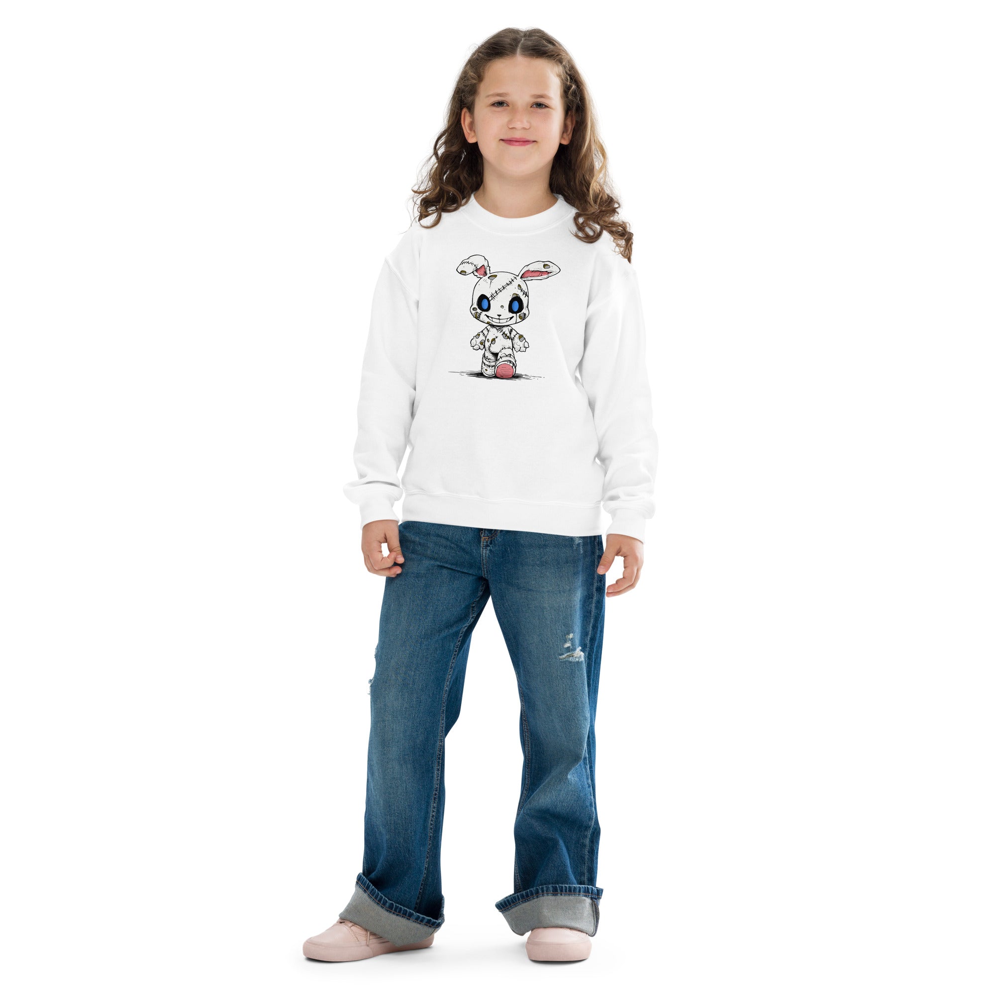 Zombie Bunny Youth Girls Crewneck Sweatshirt