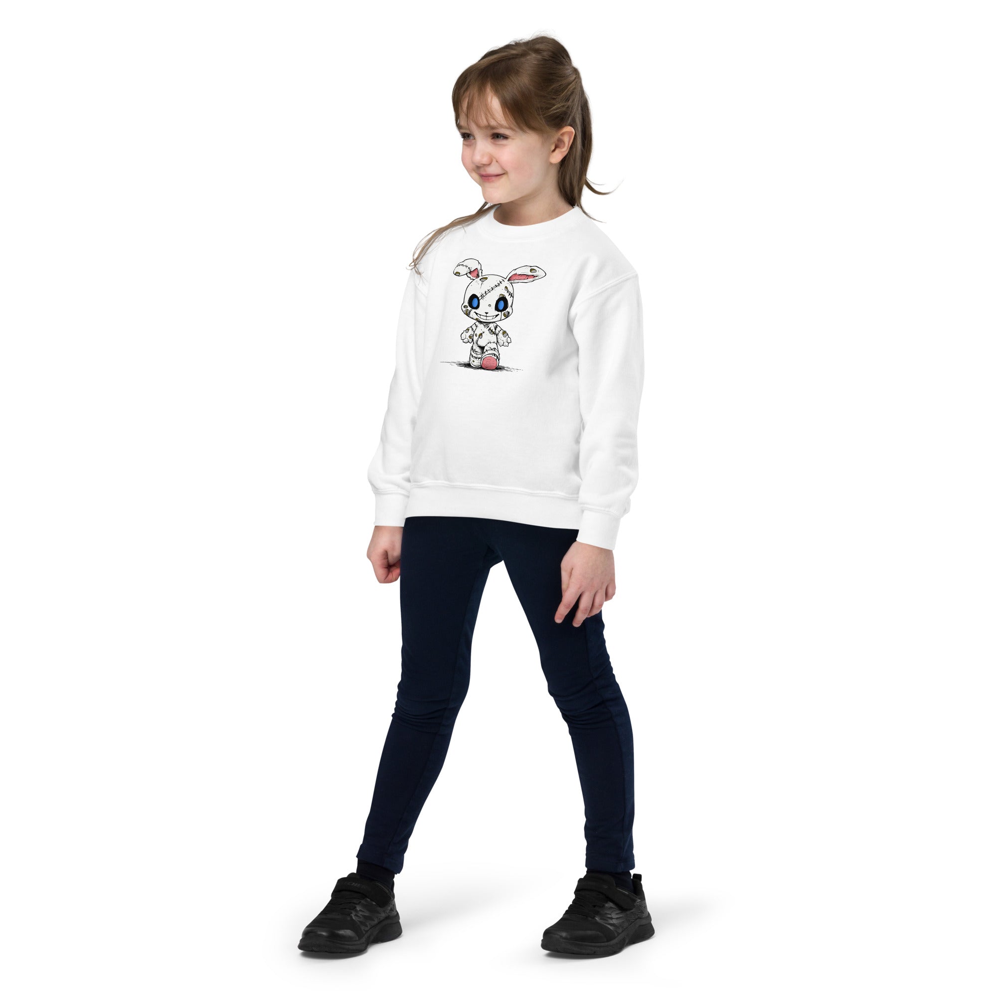 Zombie Bunny Youth Girls Crewneck Sweatshirt