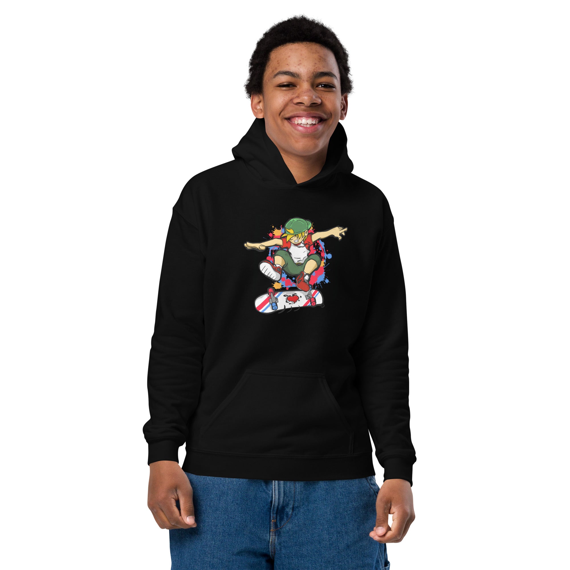 H. Skateboarding Action Pose Youth Boys Heavy Blend Hoodie