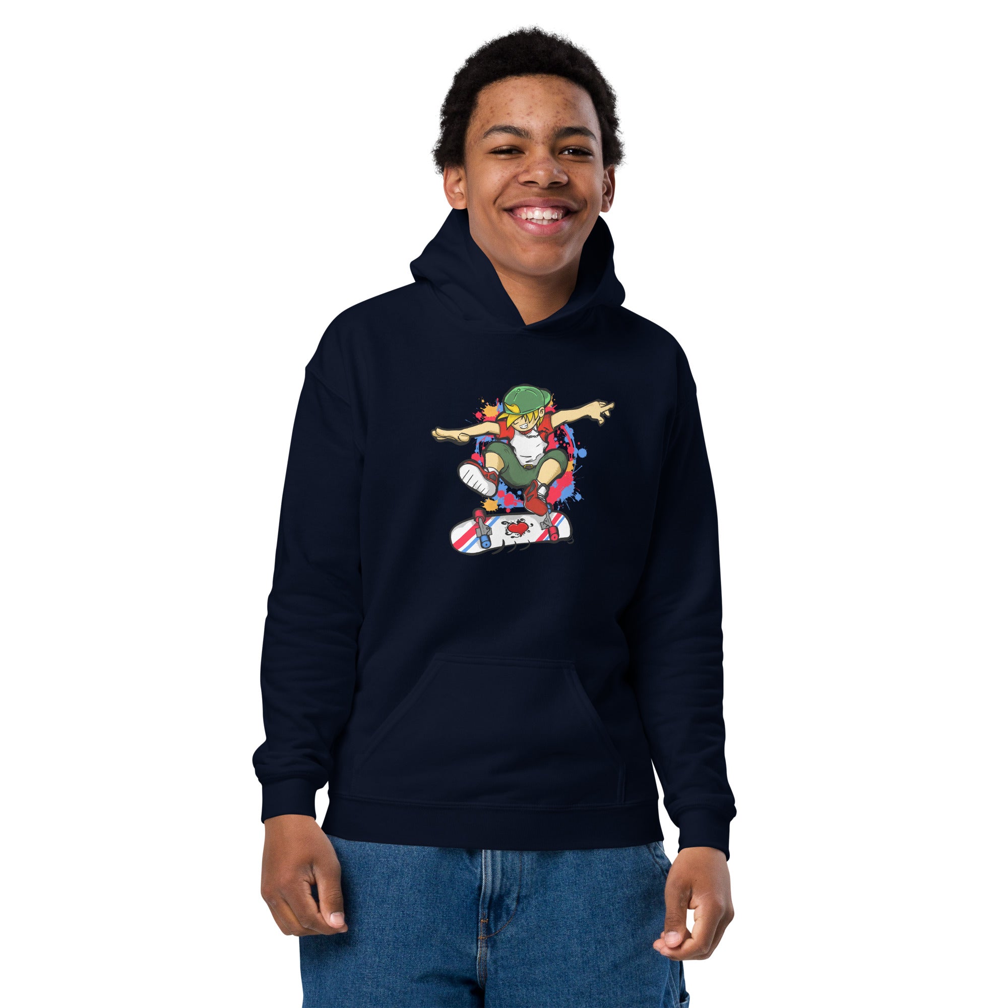 H. Skateboarding Action Pose Youth Boys Heavy Blend Hoodie