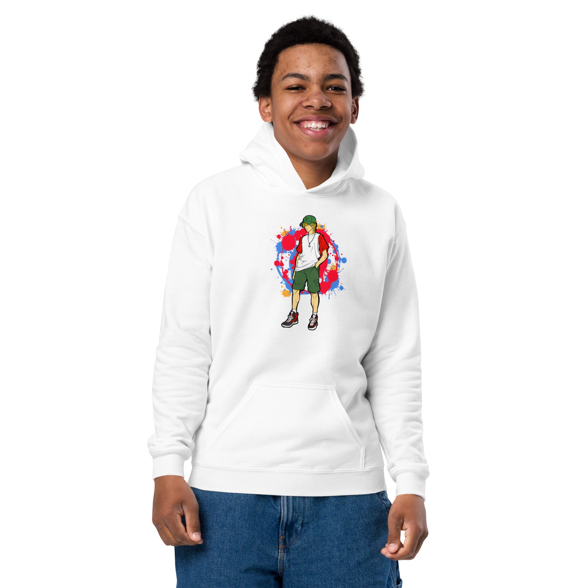 H. Anime Style Youth Boys Heavy Blend Hoodie