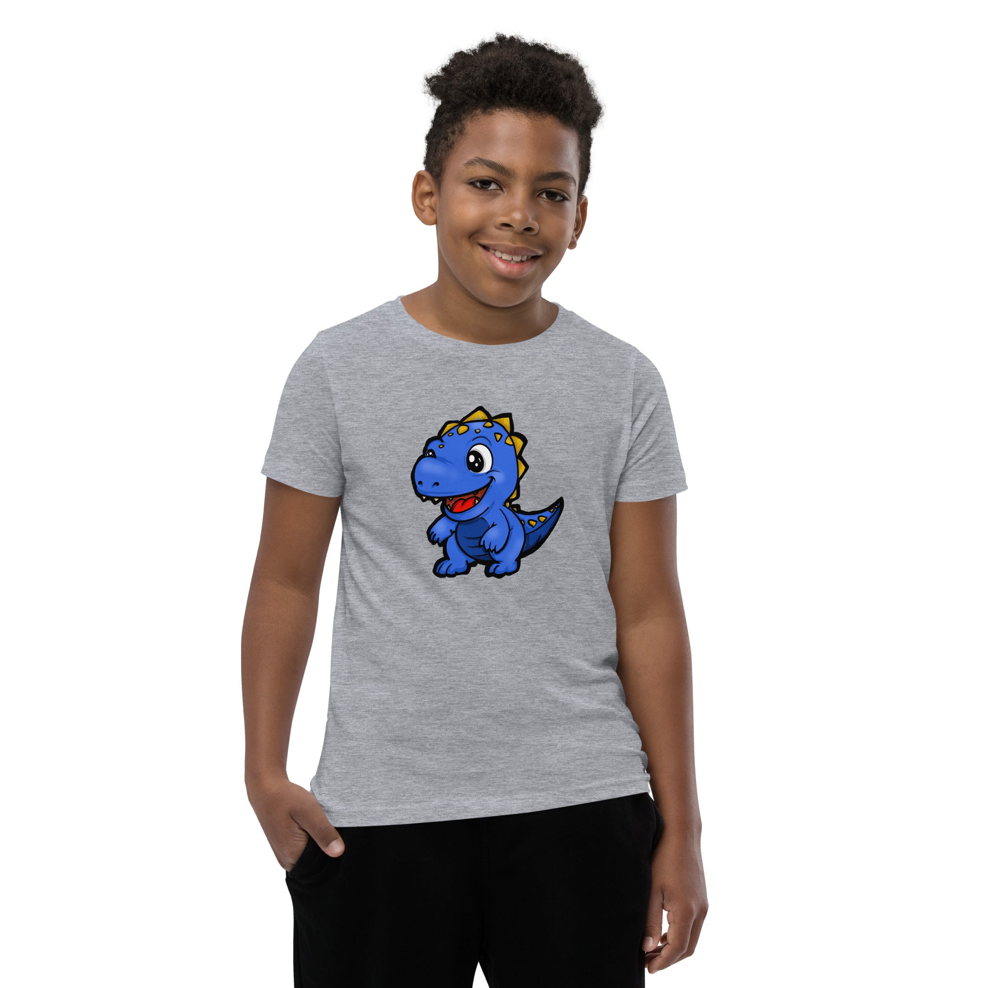 Dinky Dino Blue Youth Boys Short Sleeve T-Shirt