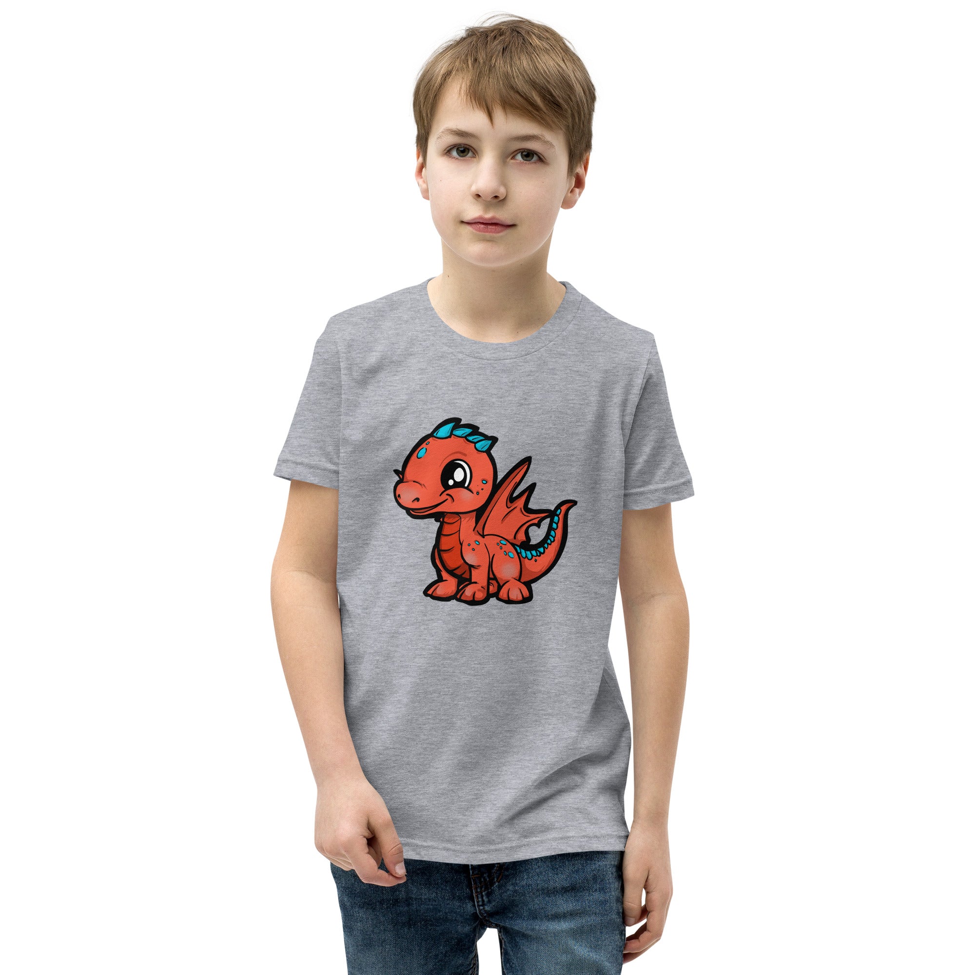 Dinky Dino Peach Youth Boys Short Sleeve T-Shirt