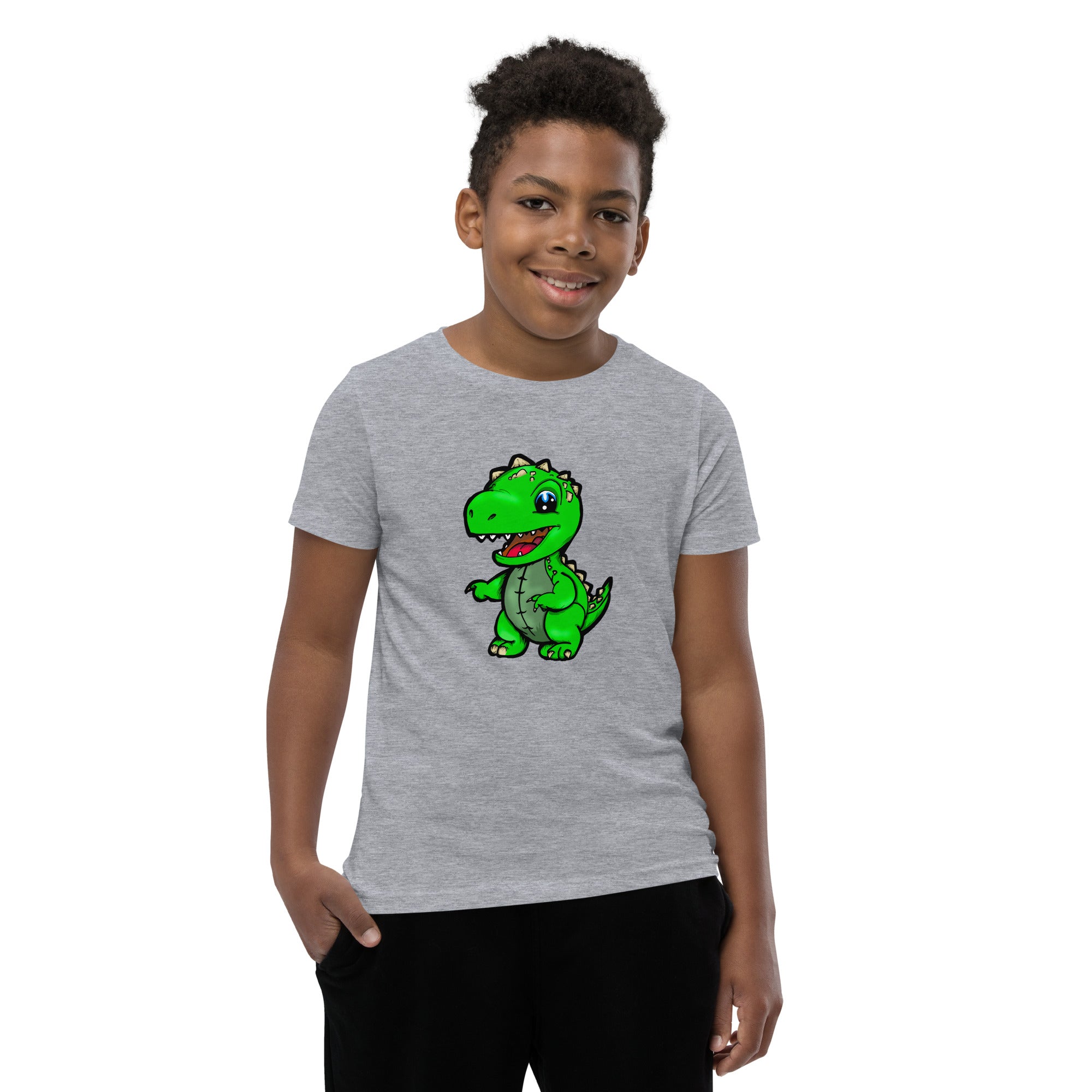 Dinky Dino Green Youth Boys Short Sleeve T-Shirt