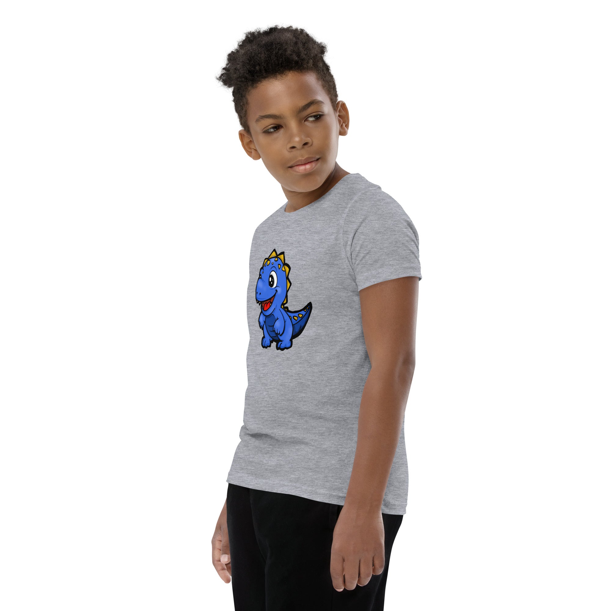 Dinky Dino Blue Youth Boys Short Sleeve T-Shirt