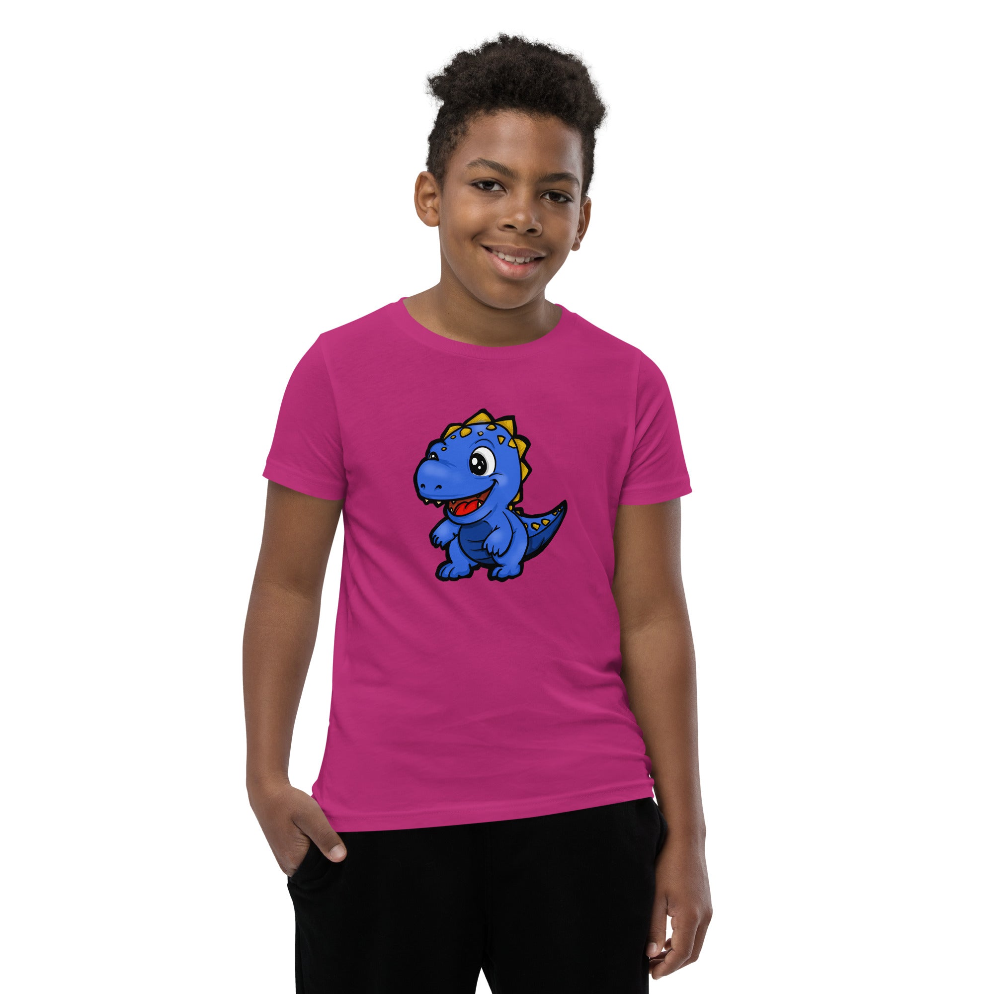 Dinky Dino Blue Youth Boys Short Sleeve T-Shirt