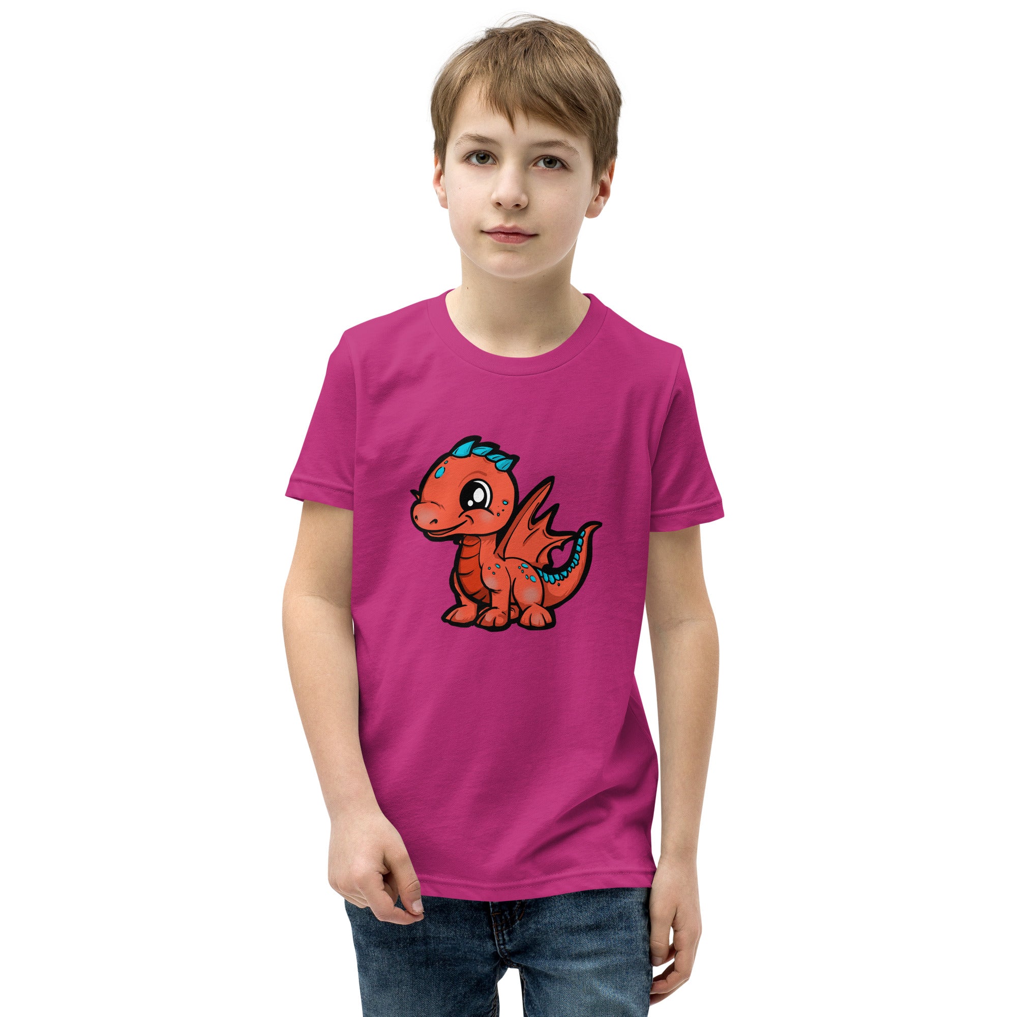 Dinky Dino Peach Youth Boys Short Sleeve T-Shirt