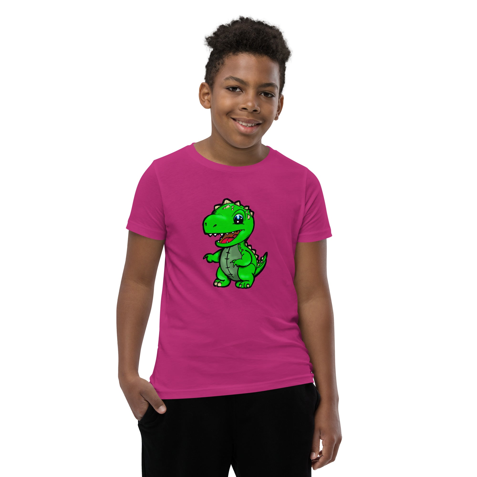 Dinky Dino Green Youth Boys Short Sleeve T-Shirt