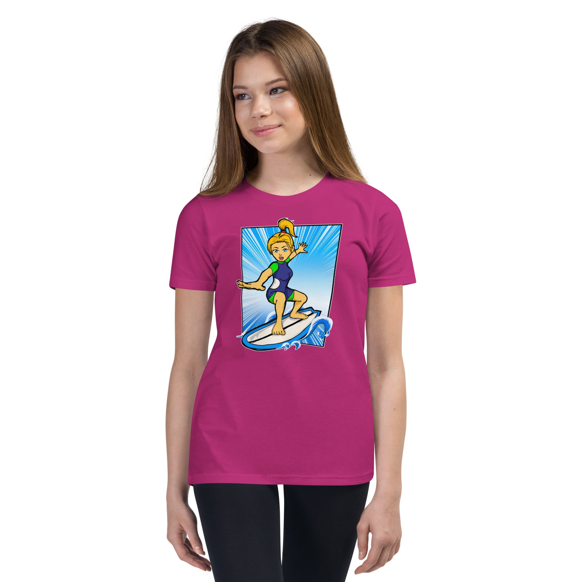 Bee Surfing Youth Girls Short Sleeve T-Shirt